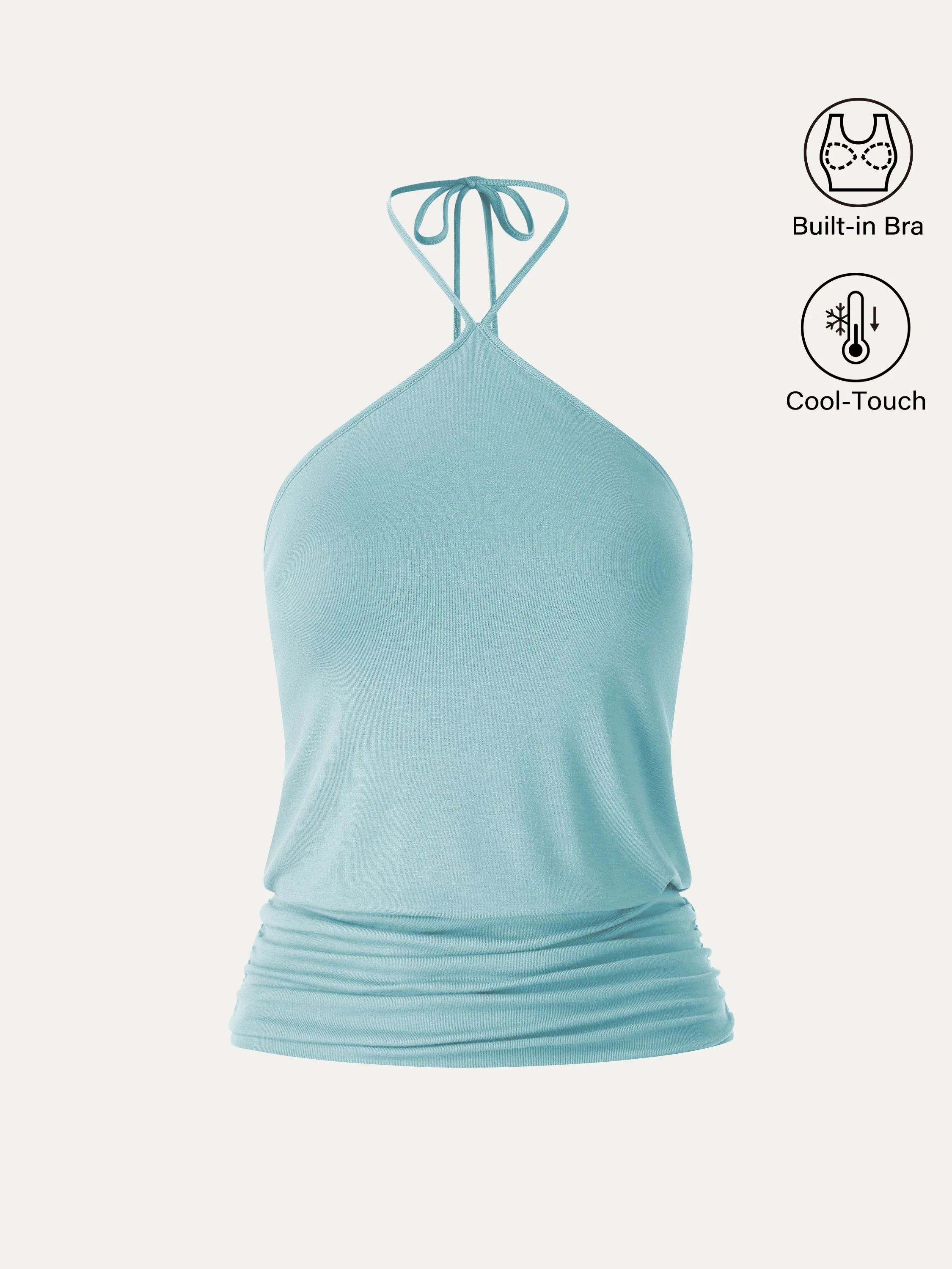 CoolTouch Halter Ruched Hem Bra Top - Image 9