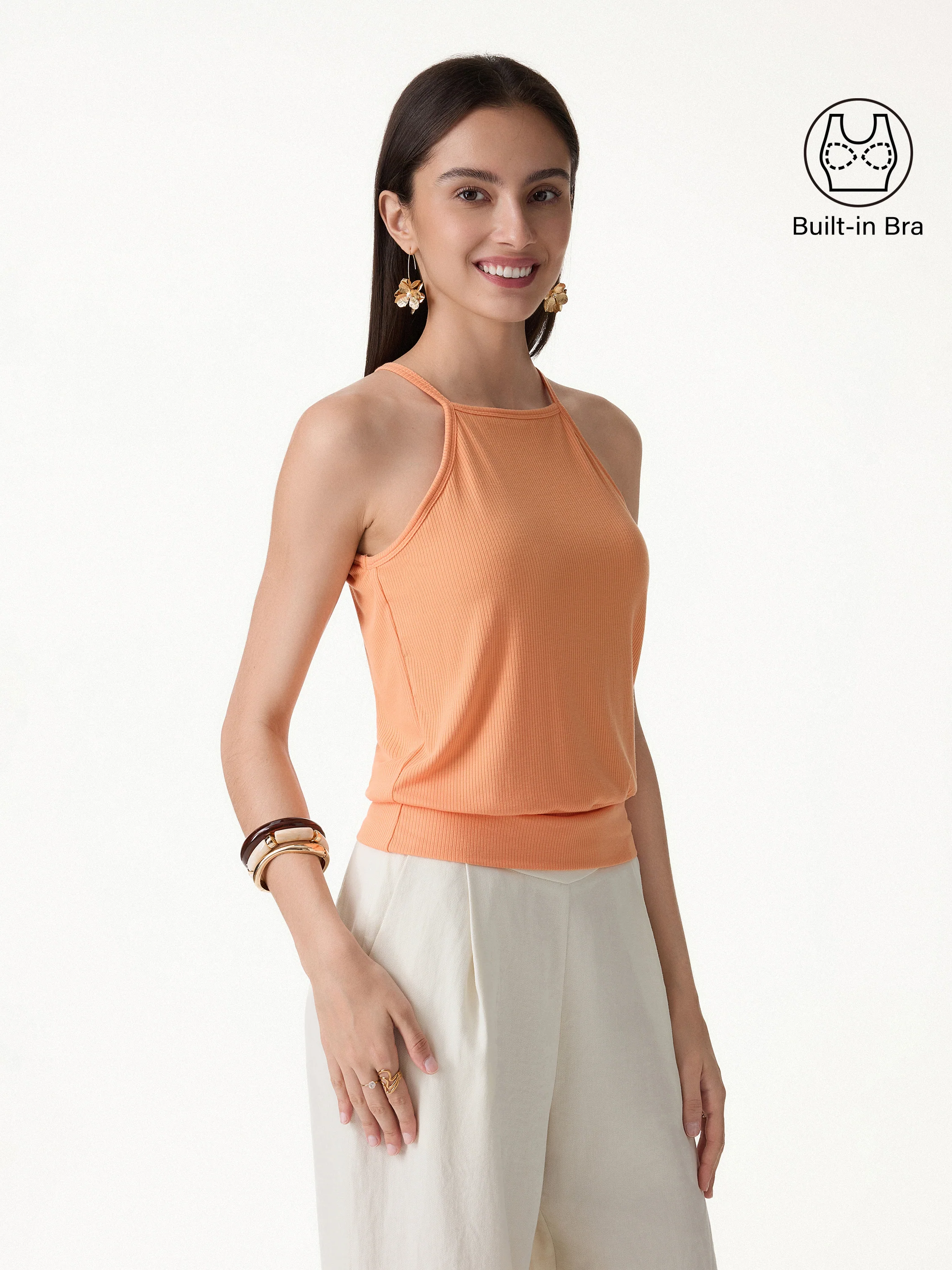 CoolTouch High Square Neck Banded Hem Bra Top - Image 3