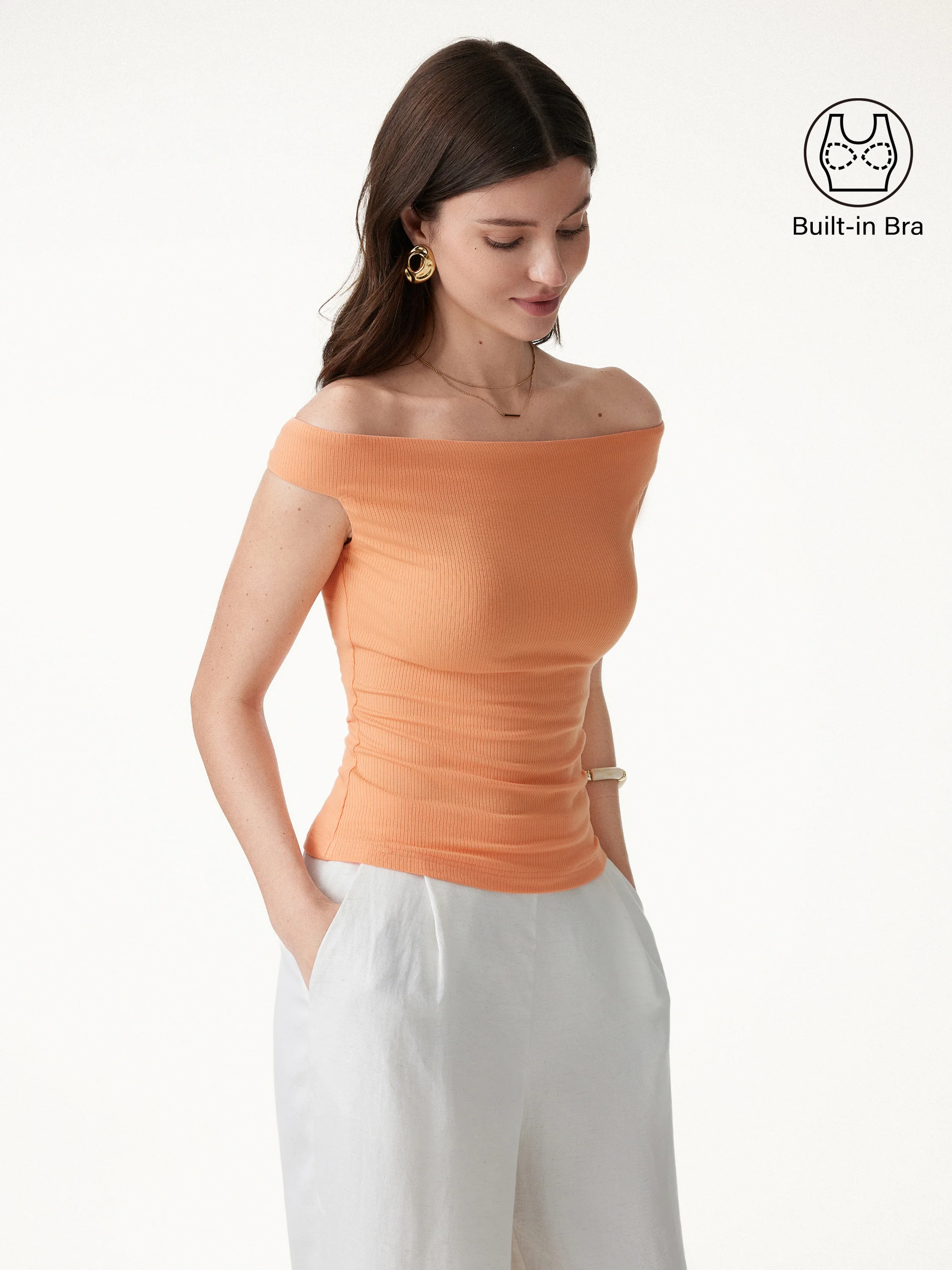 CoolTouch Off-the-Shoulder Contour Bra Top
