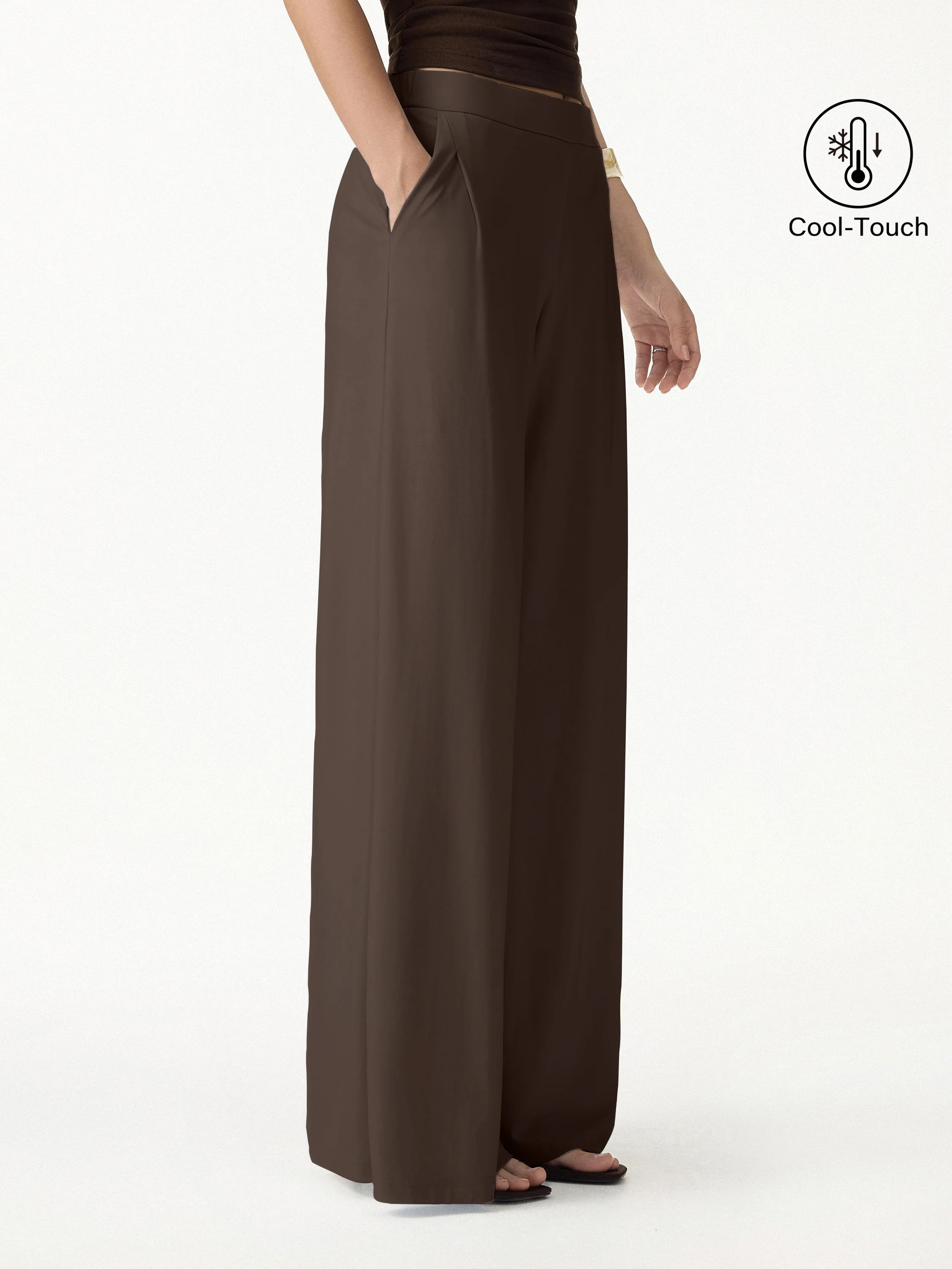 CoolTouch Ponte Mid Rise Wide Leg Pants with Pockets - Image 9