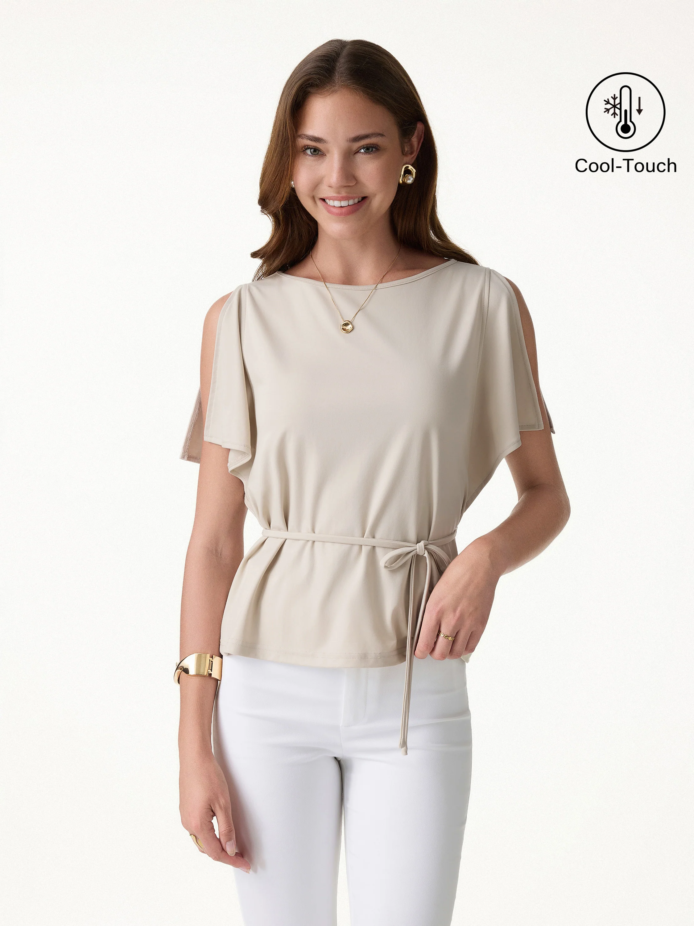 CoolTouch Relaxed Boatneck Self-Tie Top - Image 3