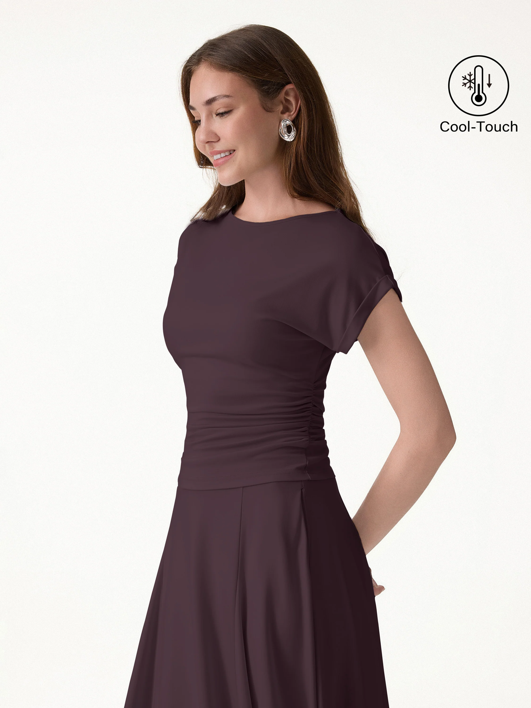 CoolTouch Round Neck Ruched Tee - Image 9