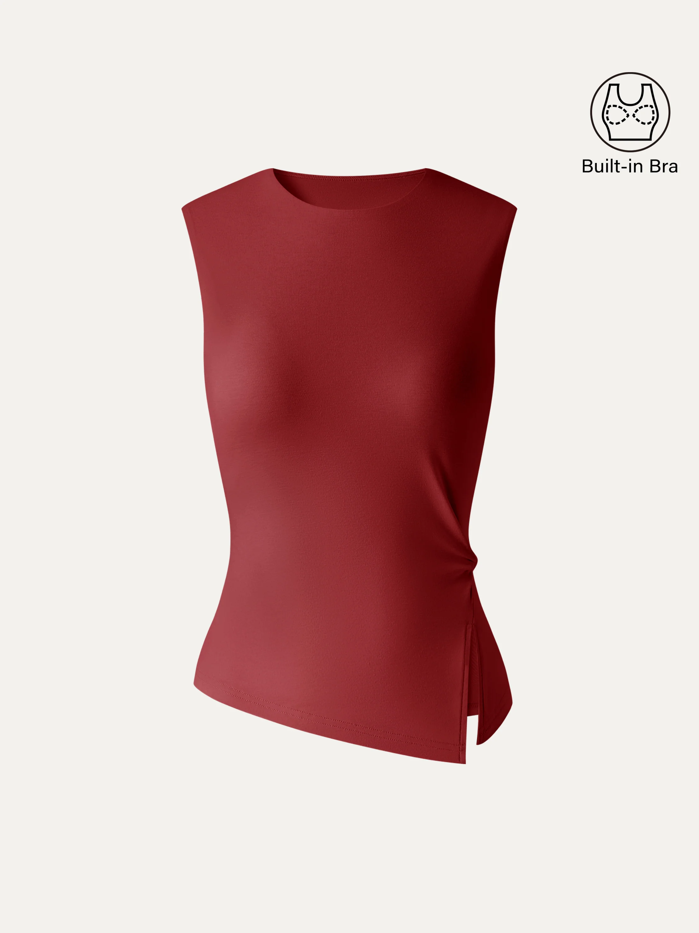 CoolTouch Round Neck Twisted Bra Tank with Slit - Image 10