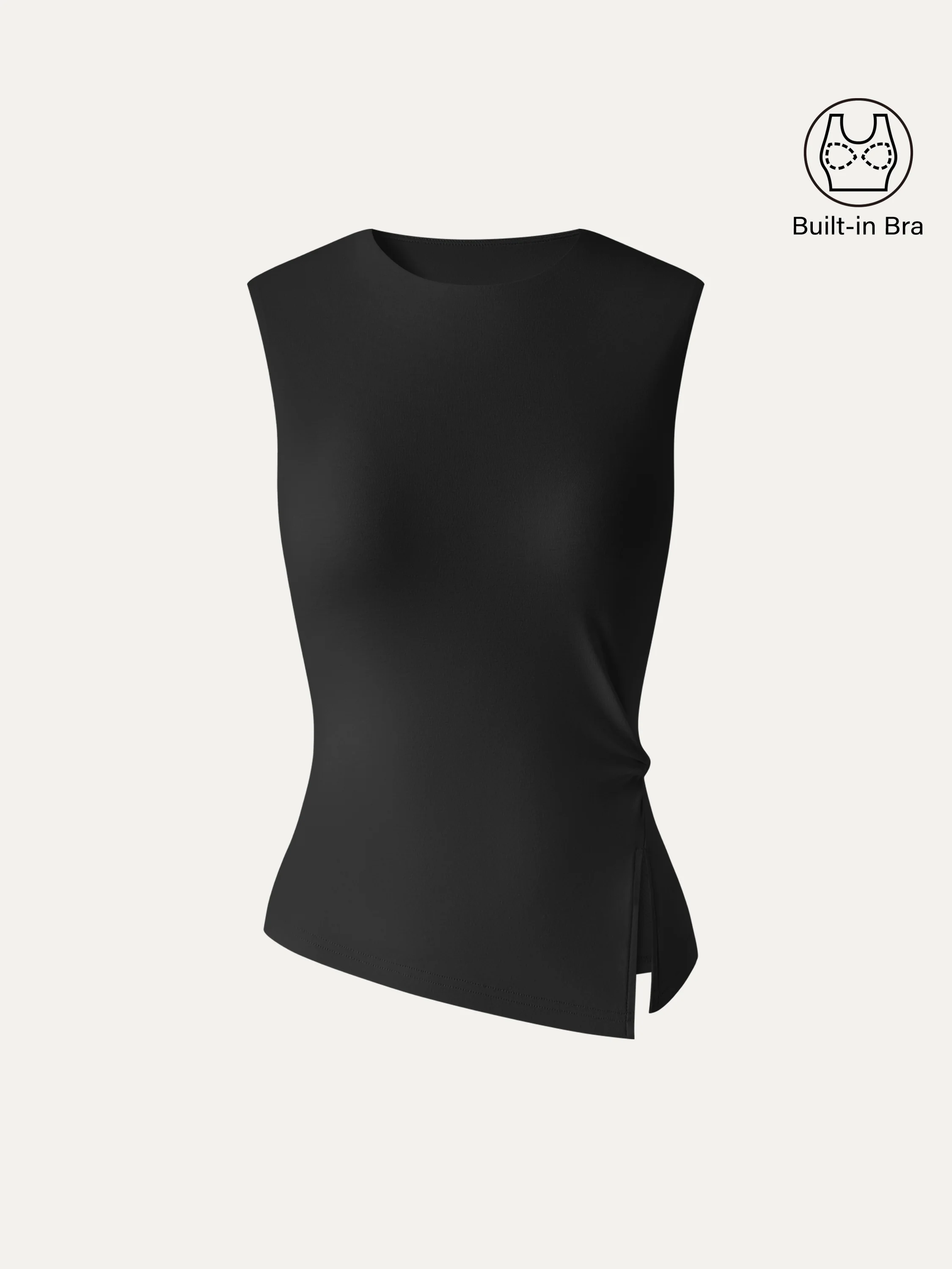 CoolTouch Round Neck Twisted Bra Tank with Slit - Image 11