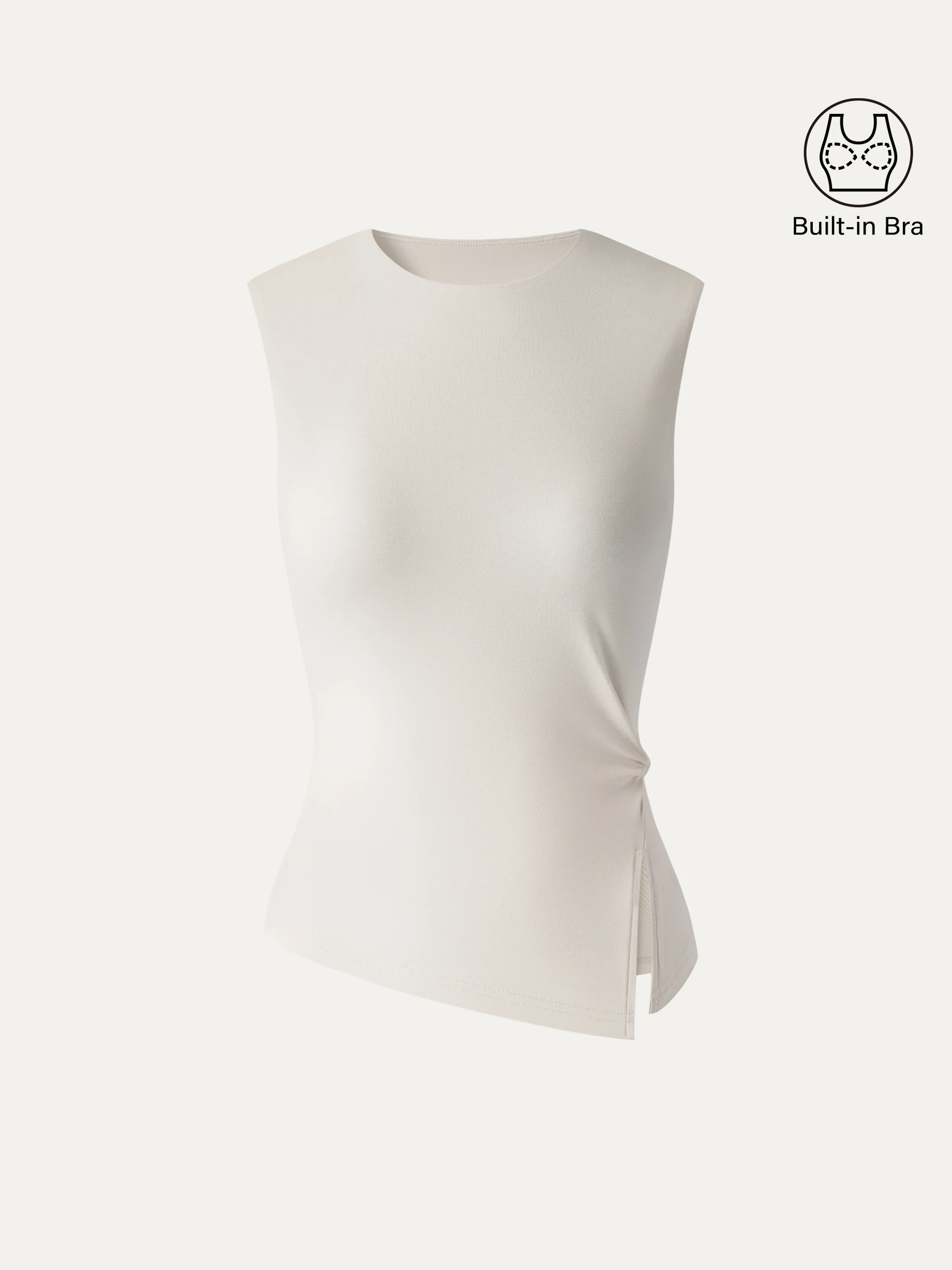CoolTouch Round Neck Twisted Bra Tank with Slit - Image 9