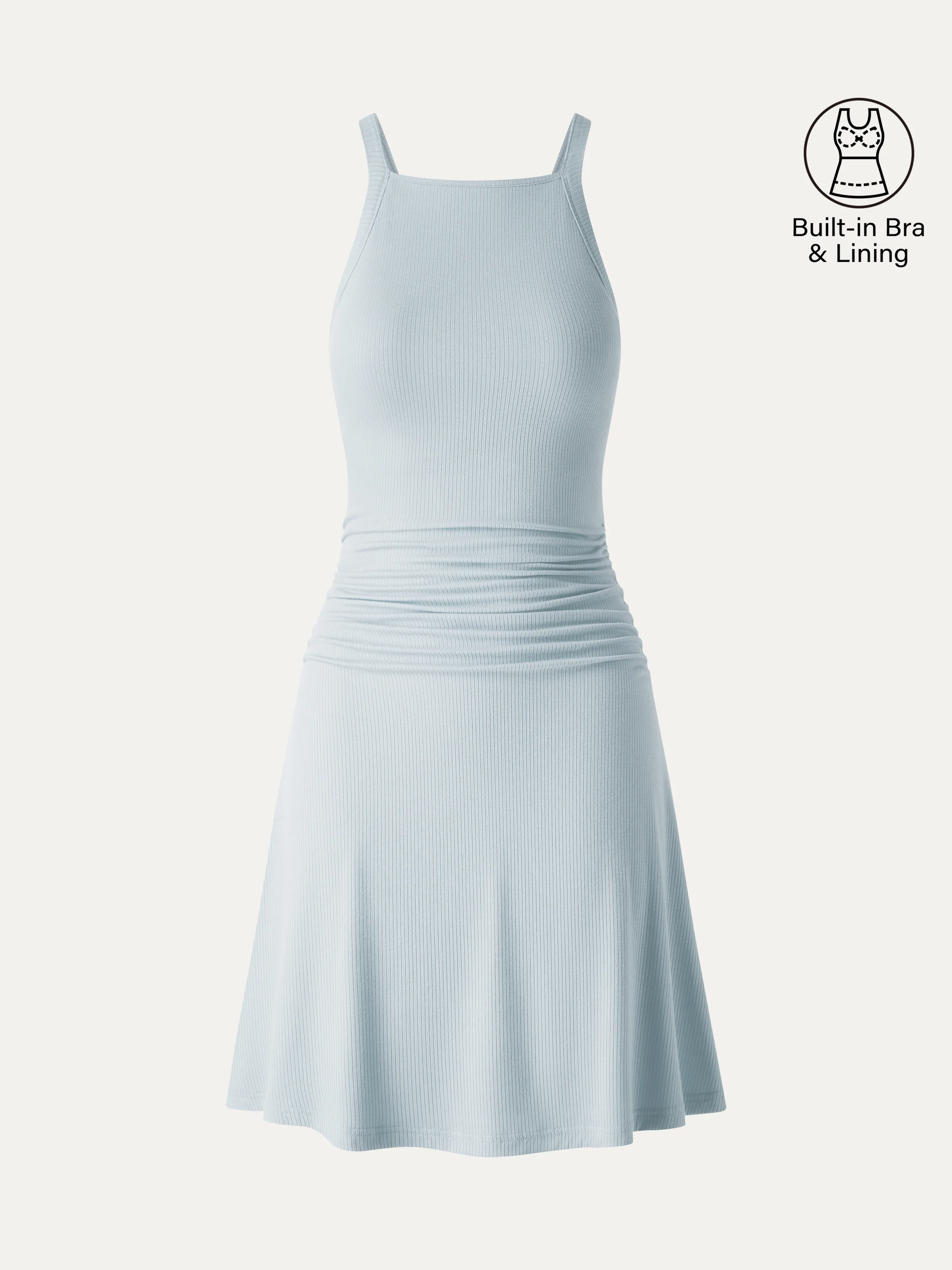 CoolTouch Square Neck Ruched Mini Bra Dress - Image 11