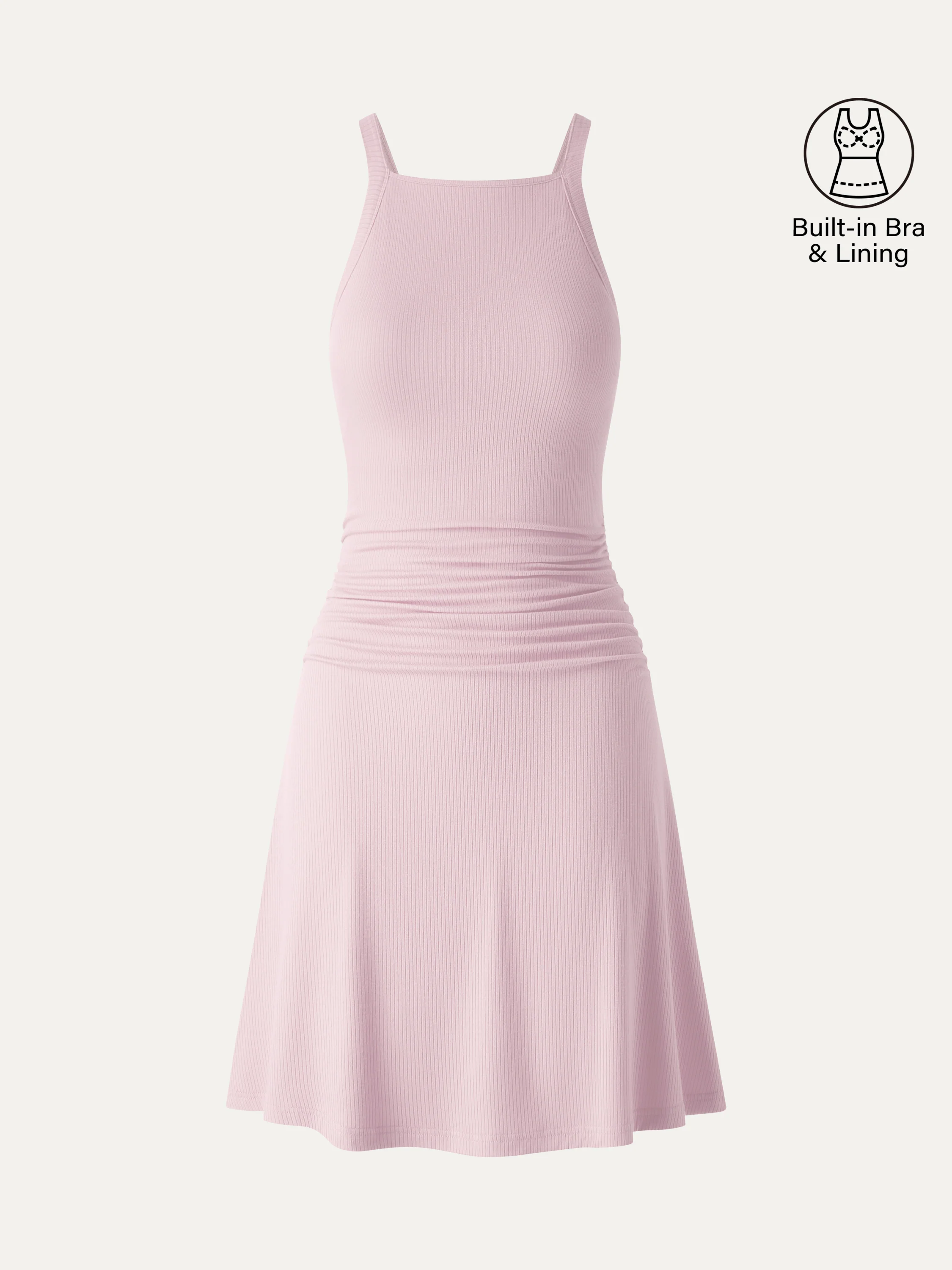 CoolTouch Square Neck Ruched Mini Bra Dress - Image 13