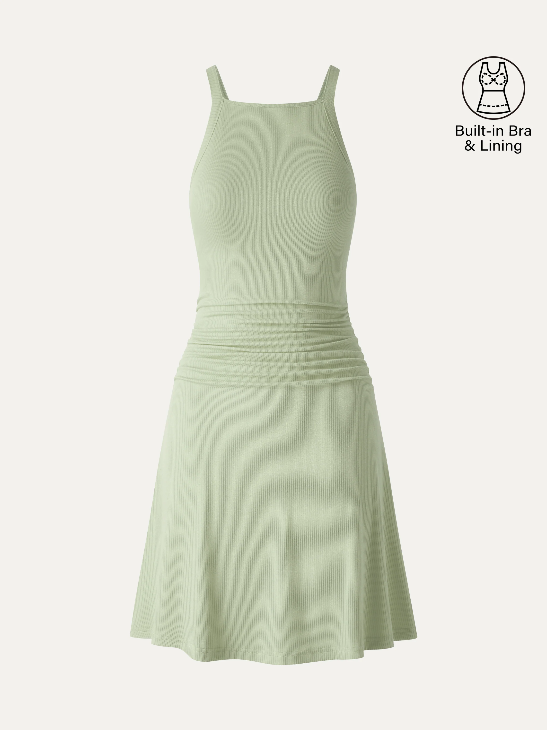 CoolTouch Square Neck Ruched Mini Bra Dress - Image 14
