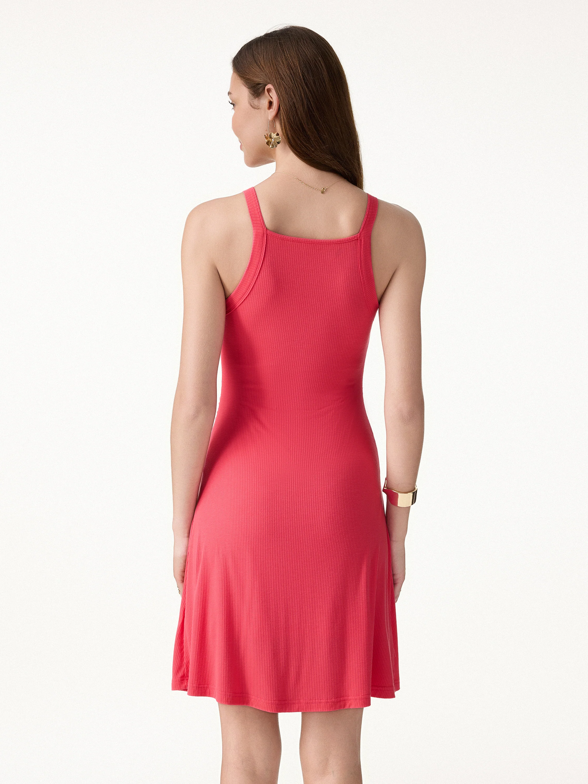 CoolTouch Square Neck Ruched Mini Bra Dress - Image 3