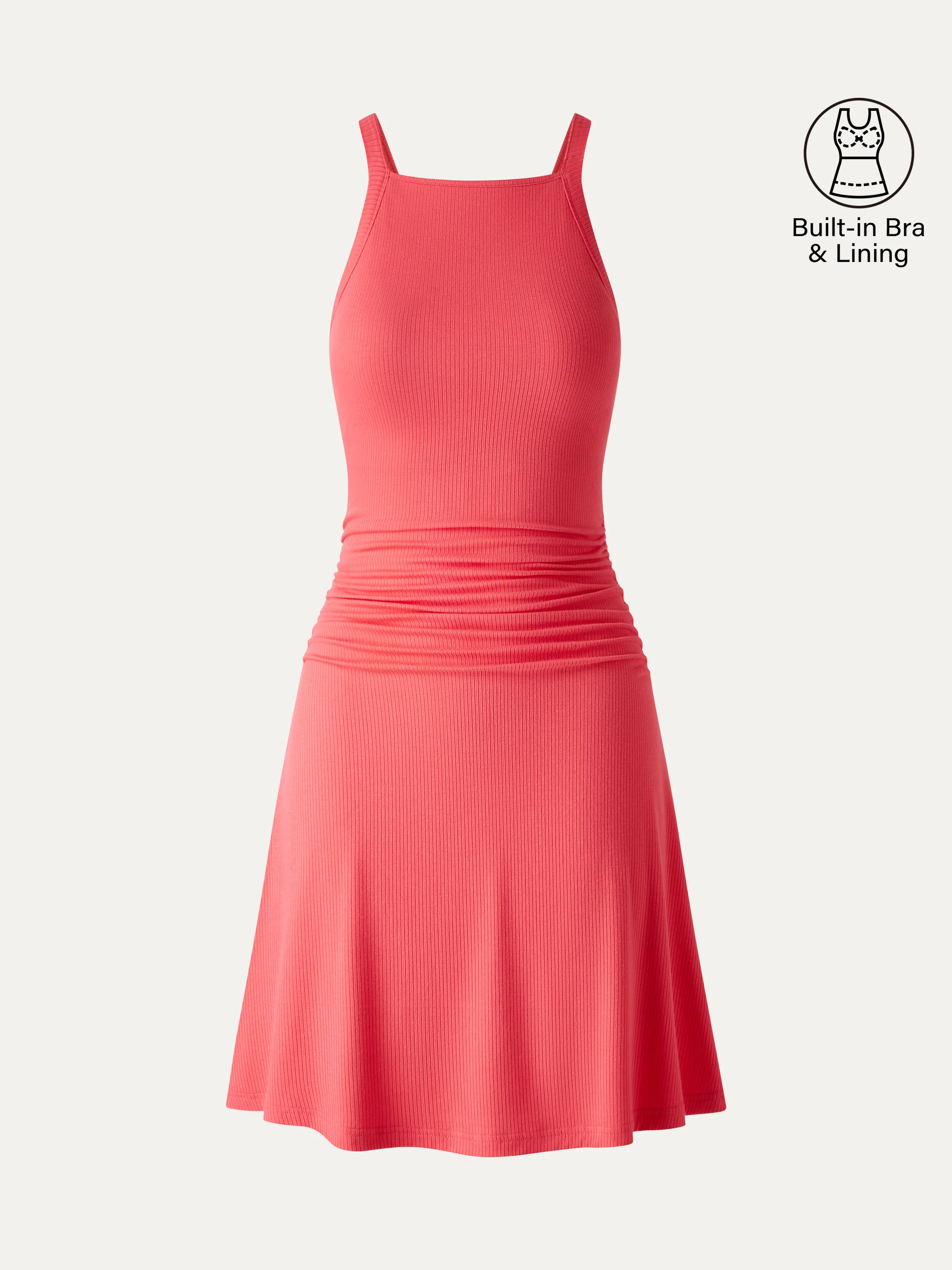 CoolTouch Square Neck Ruched Mini Bra Dress - Image 7