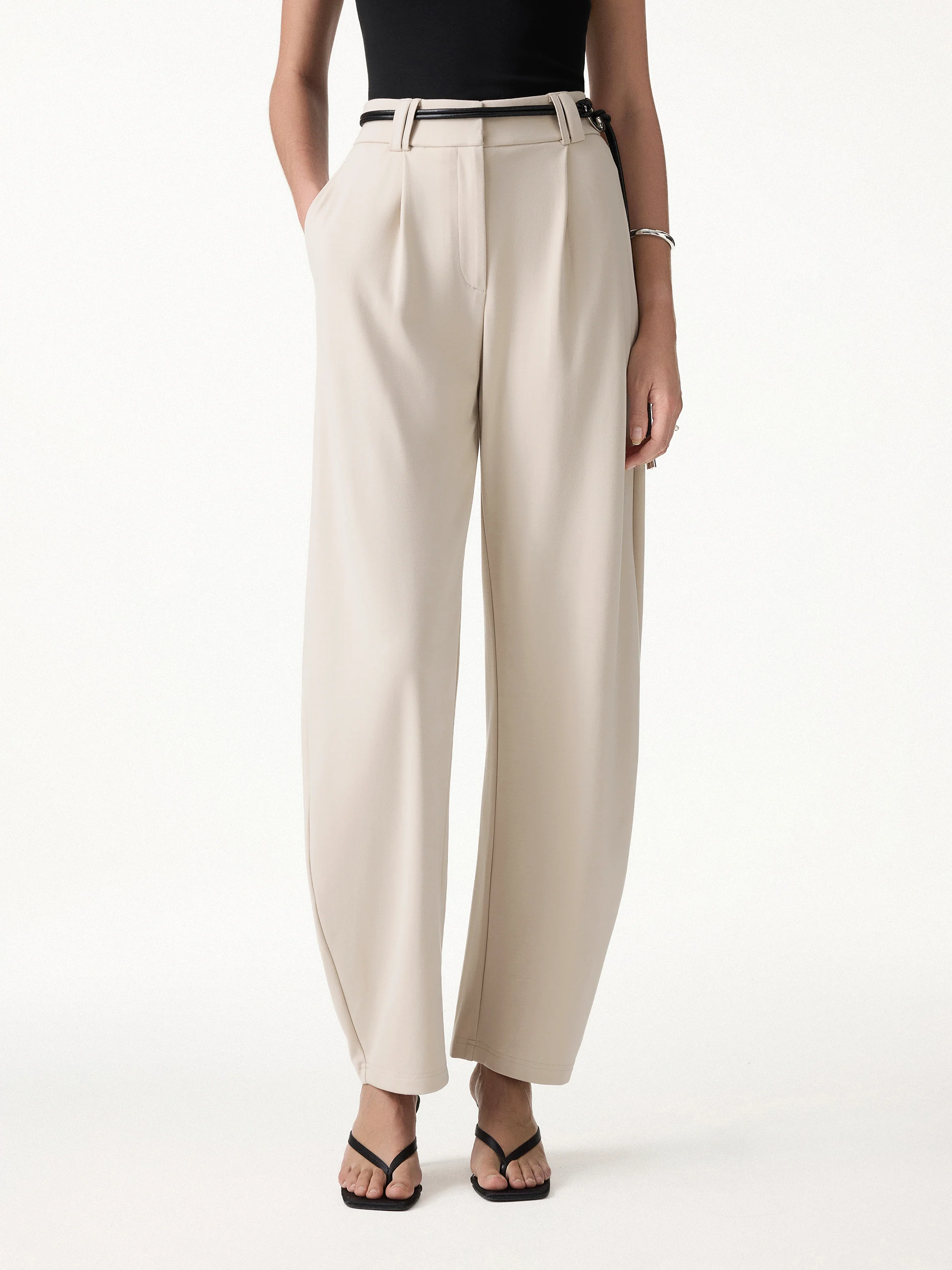 CoolTouch Stretch Ponte High Rise Cropped Barrel Pants