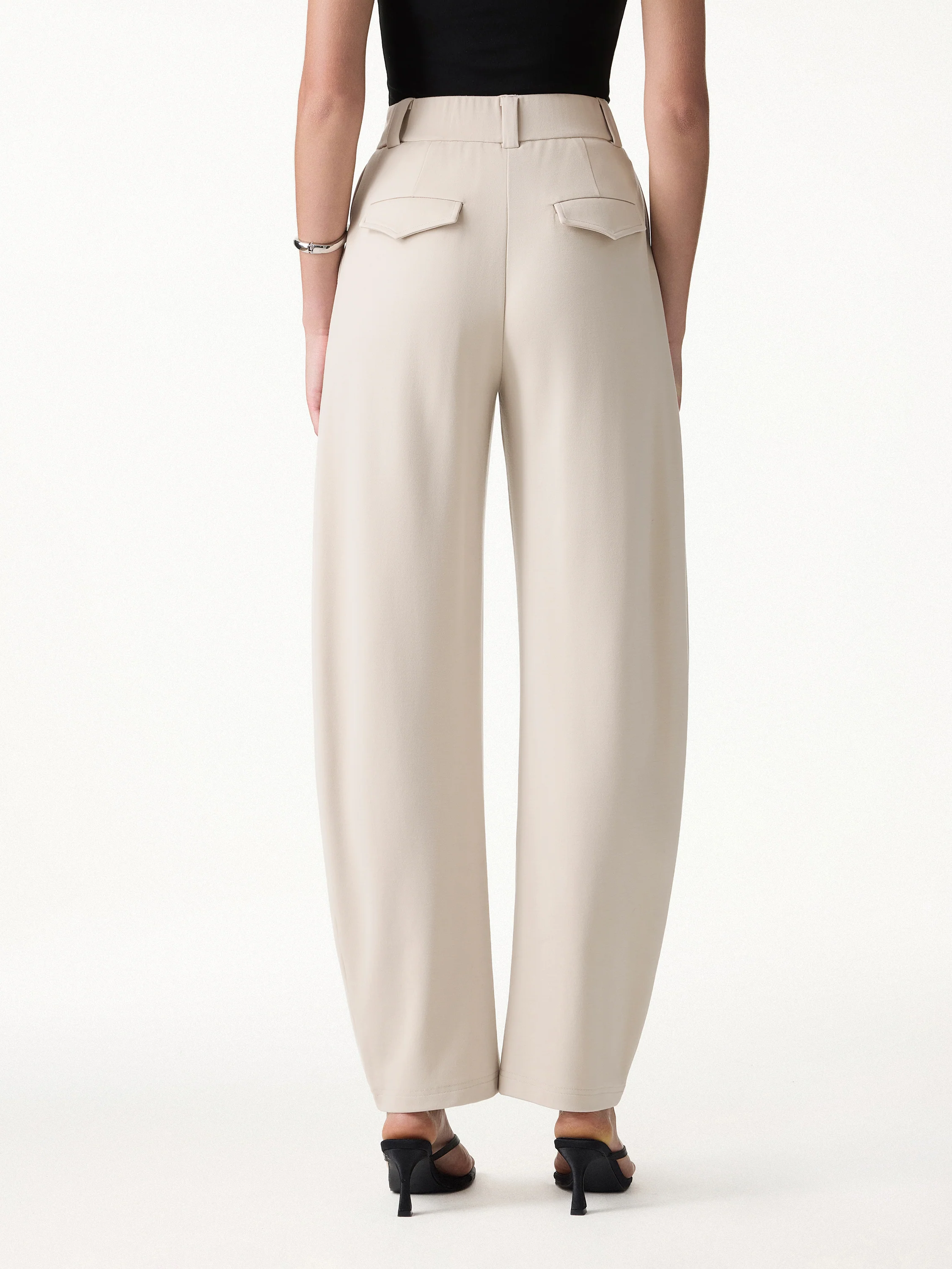 CoolTouch Stretch Ponte High Rise Cropped Barrel Pants - Image 4