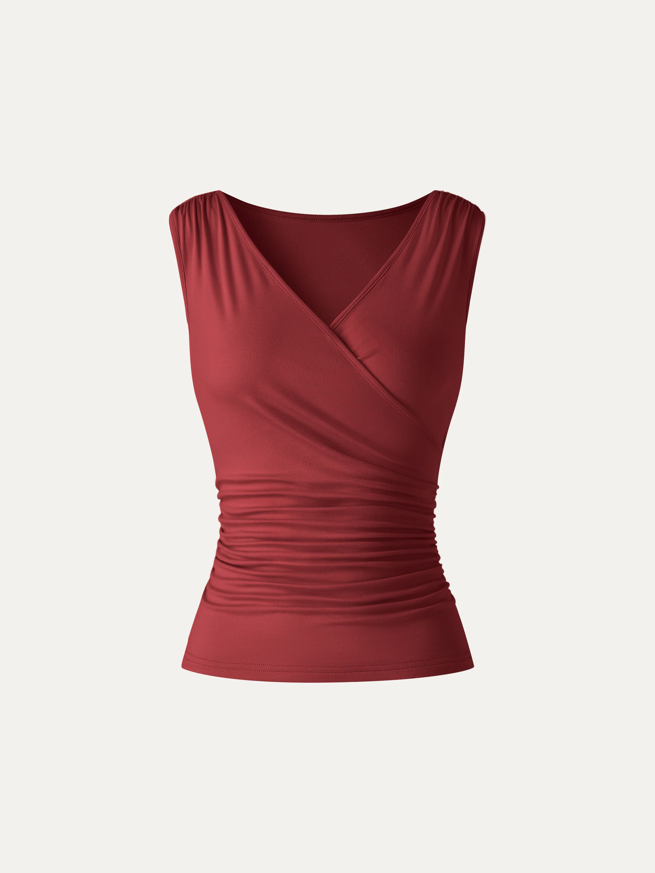 CoolTouch Surplice Neck Gathered Waist Top - Image 10