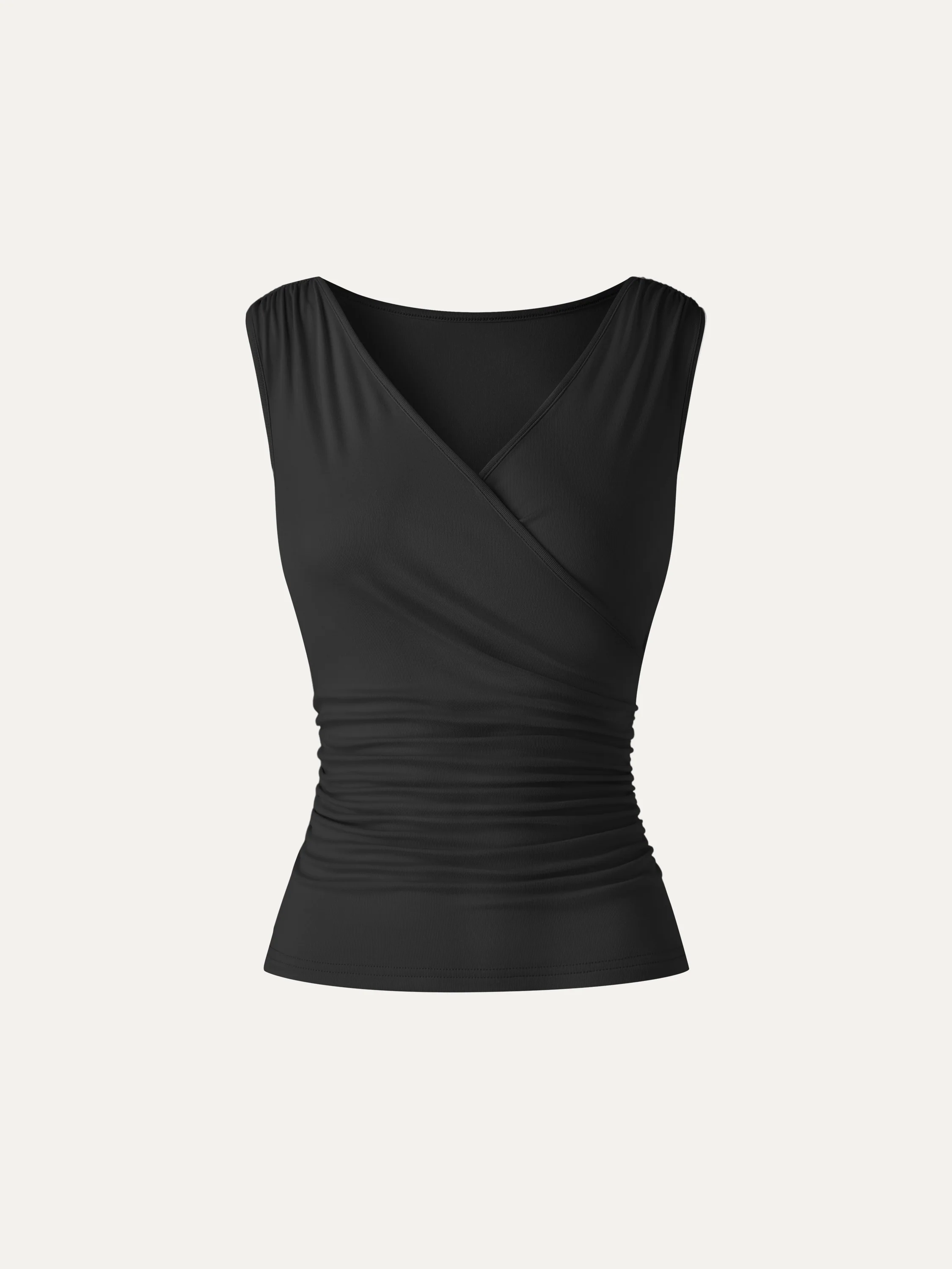 CoolTouch Surplice Neck Gathered Waist Top - Image 13