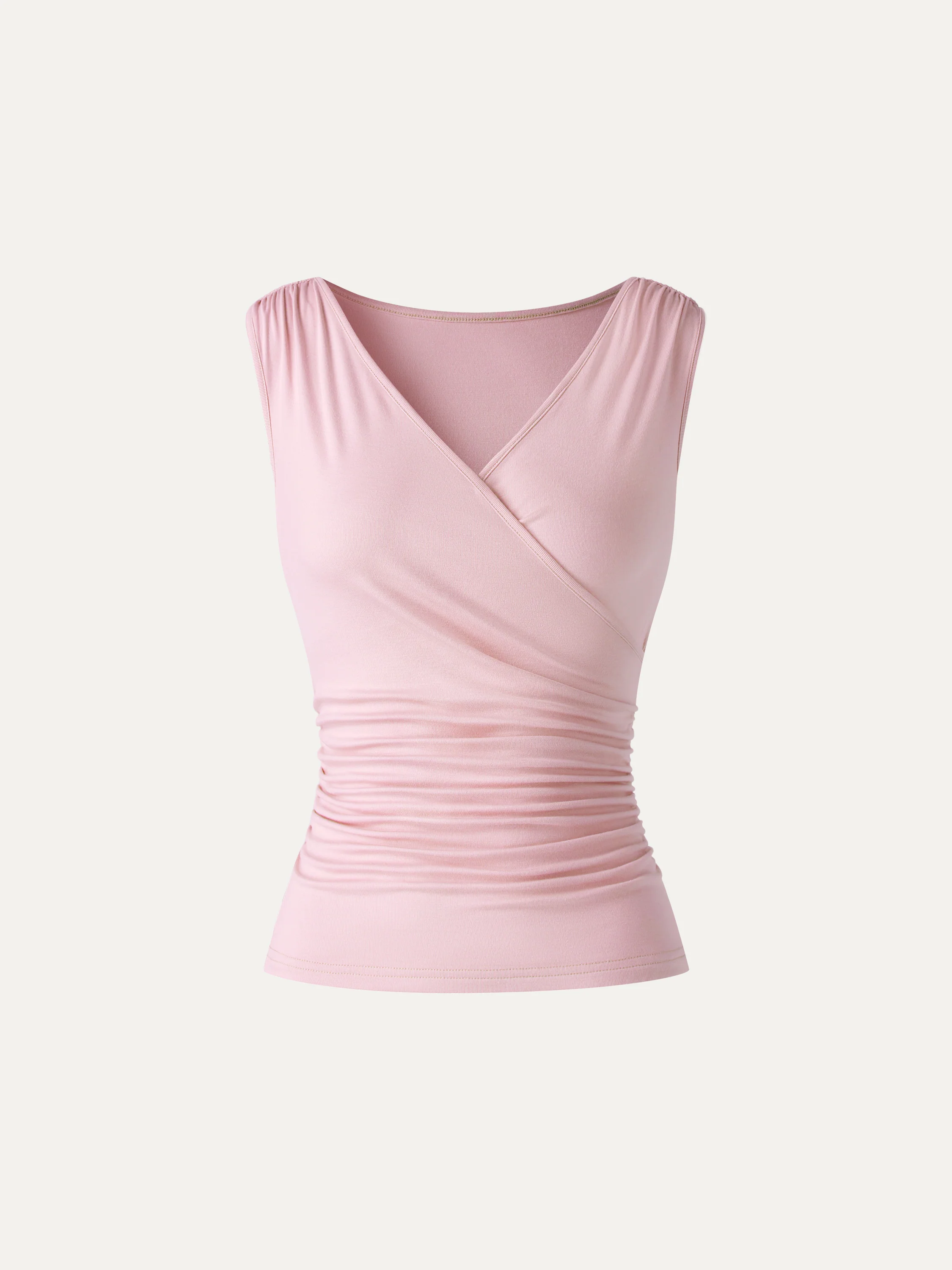 CoolTouch Surplice Neck Gathered Waist Top - Image 8
