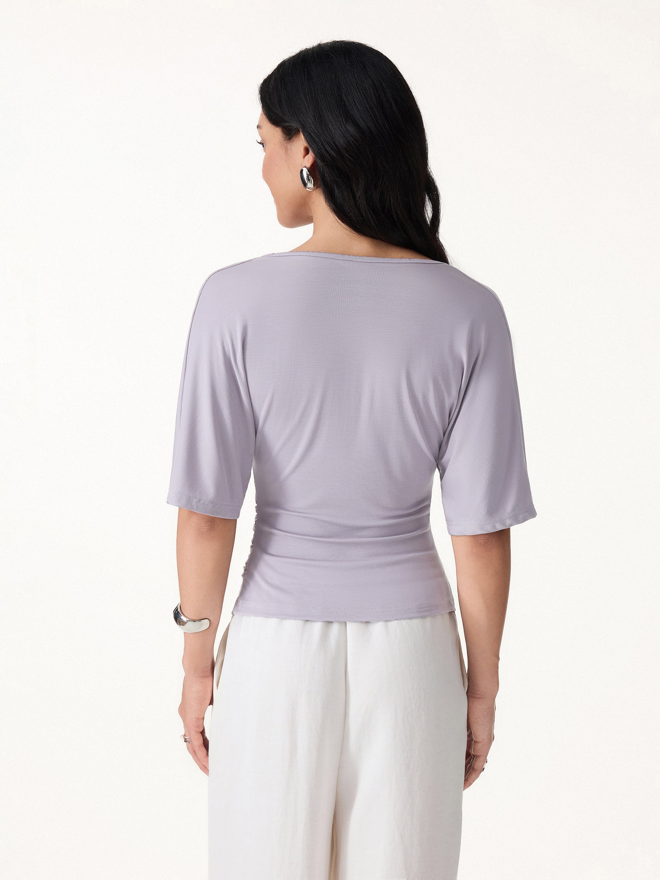 CoolTouch V-Neck Ruched Short Sleeve Summer Tee - Image 5