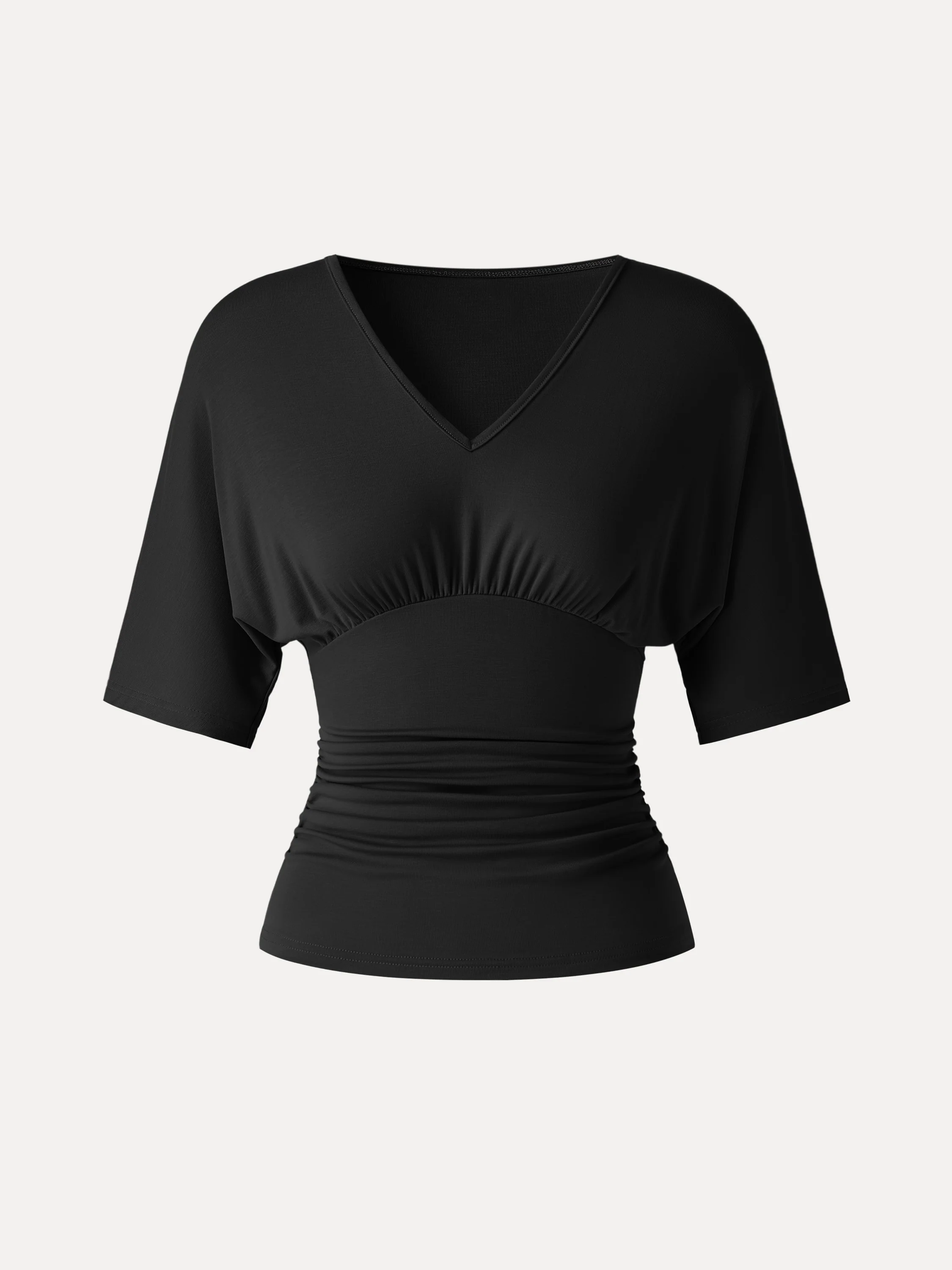 CoolTouch V-Neck Ruched Short Sleeve Summer Tee - Image 8