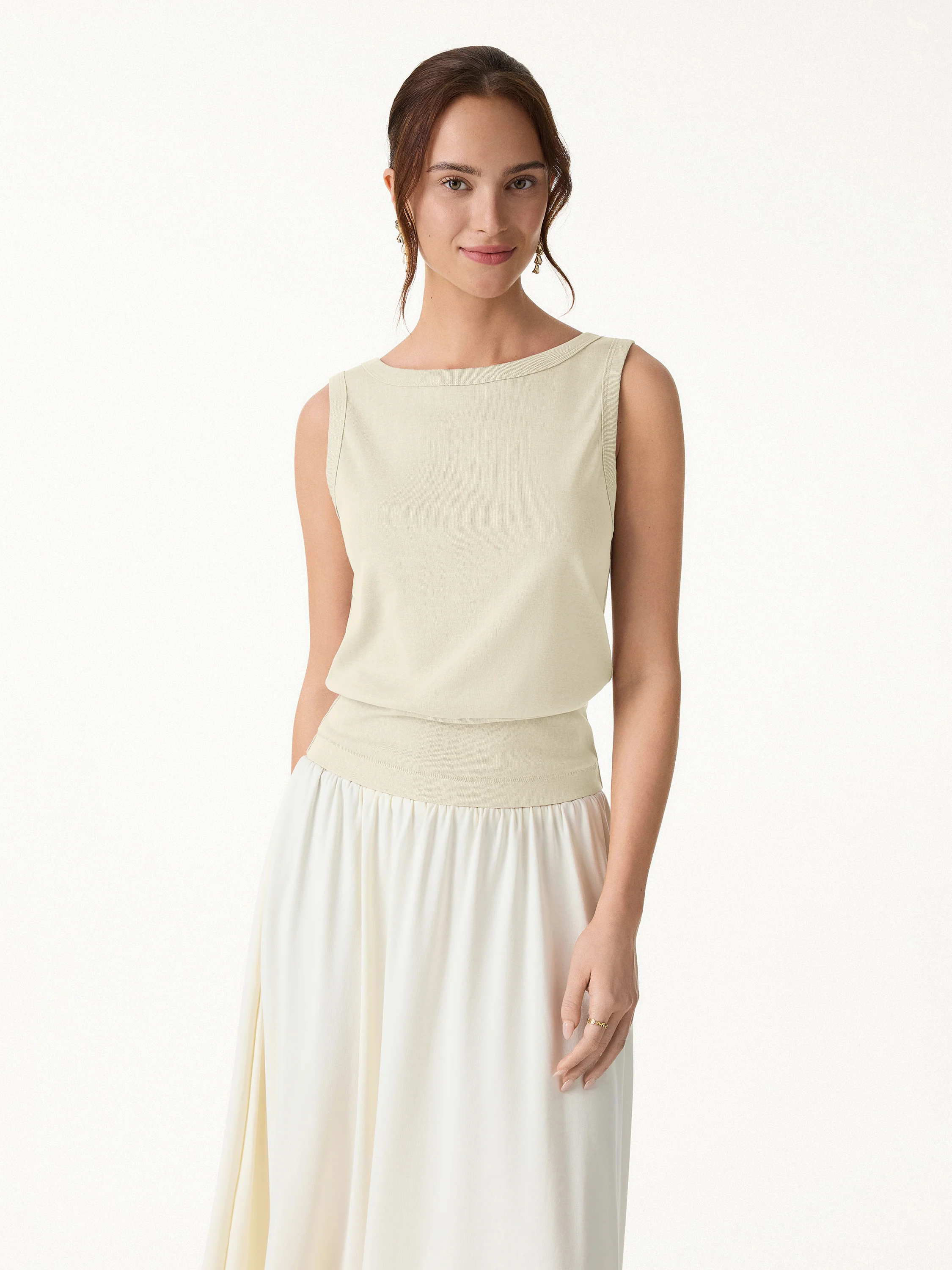 Cotton-Linen Blend Reversible Boatneck Low Back Top - Image 14