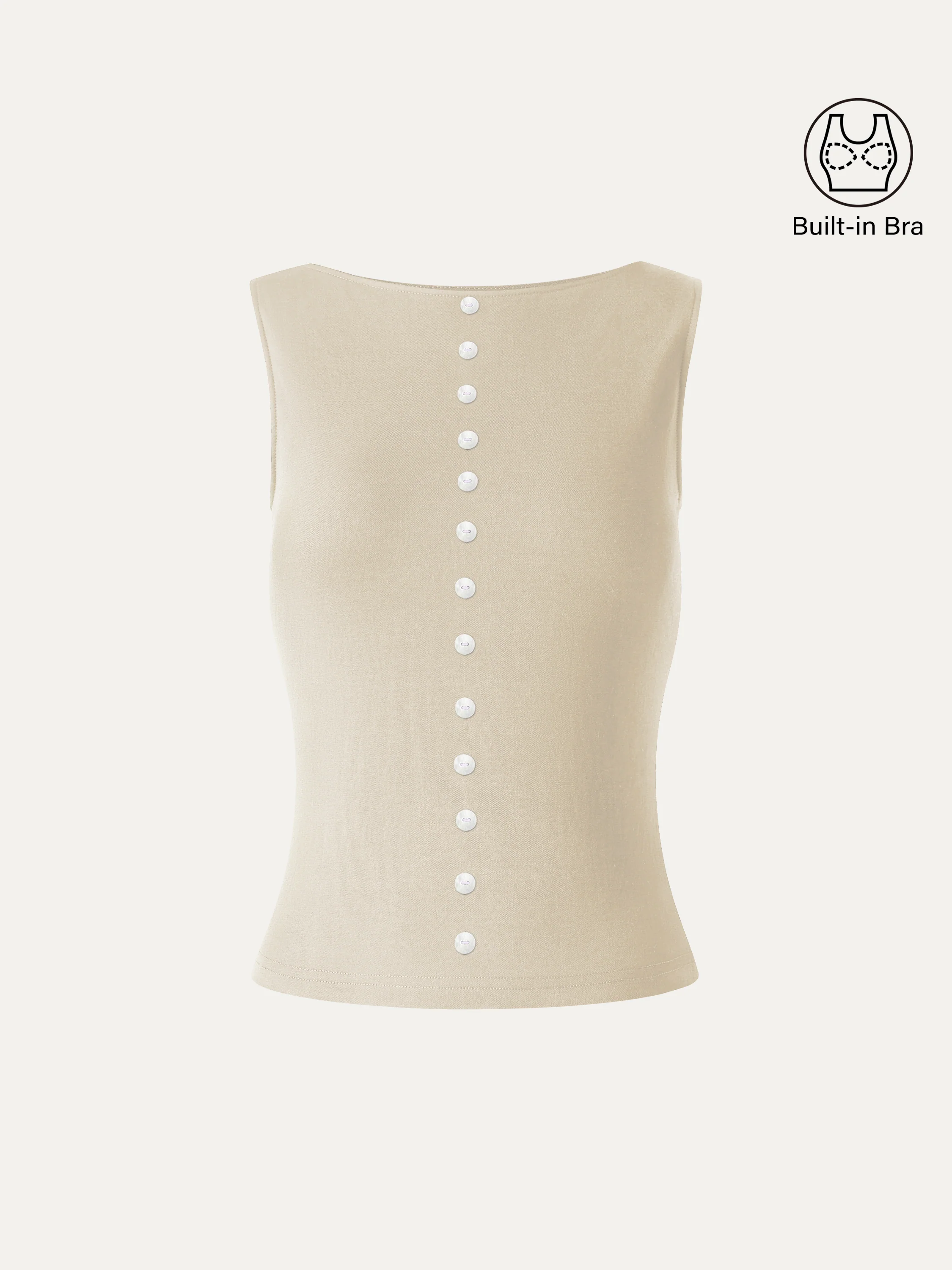 Cotton-Linen Boatneck Cropped Bra Top - Image 8
