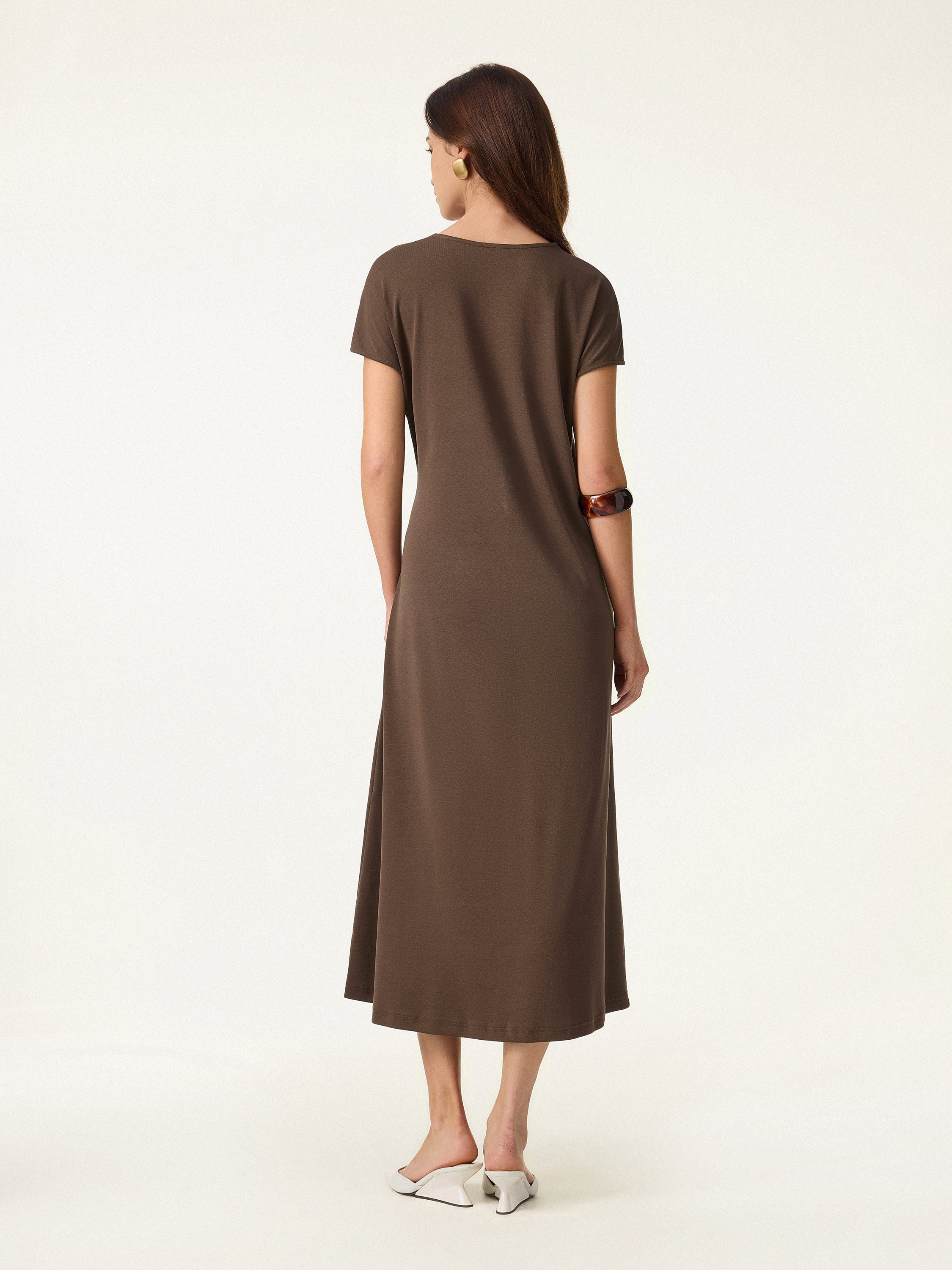 Cotton Lyocell Easy Airy Midi Dress with Self-Tie - Image 4