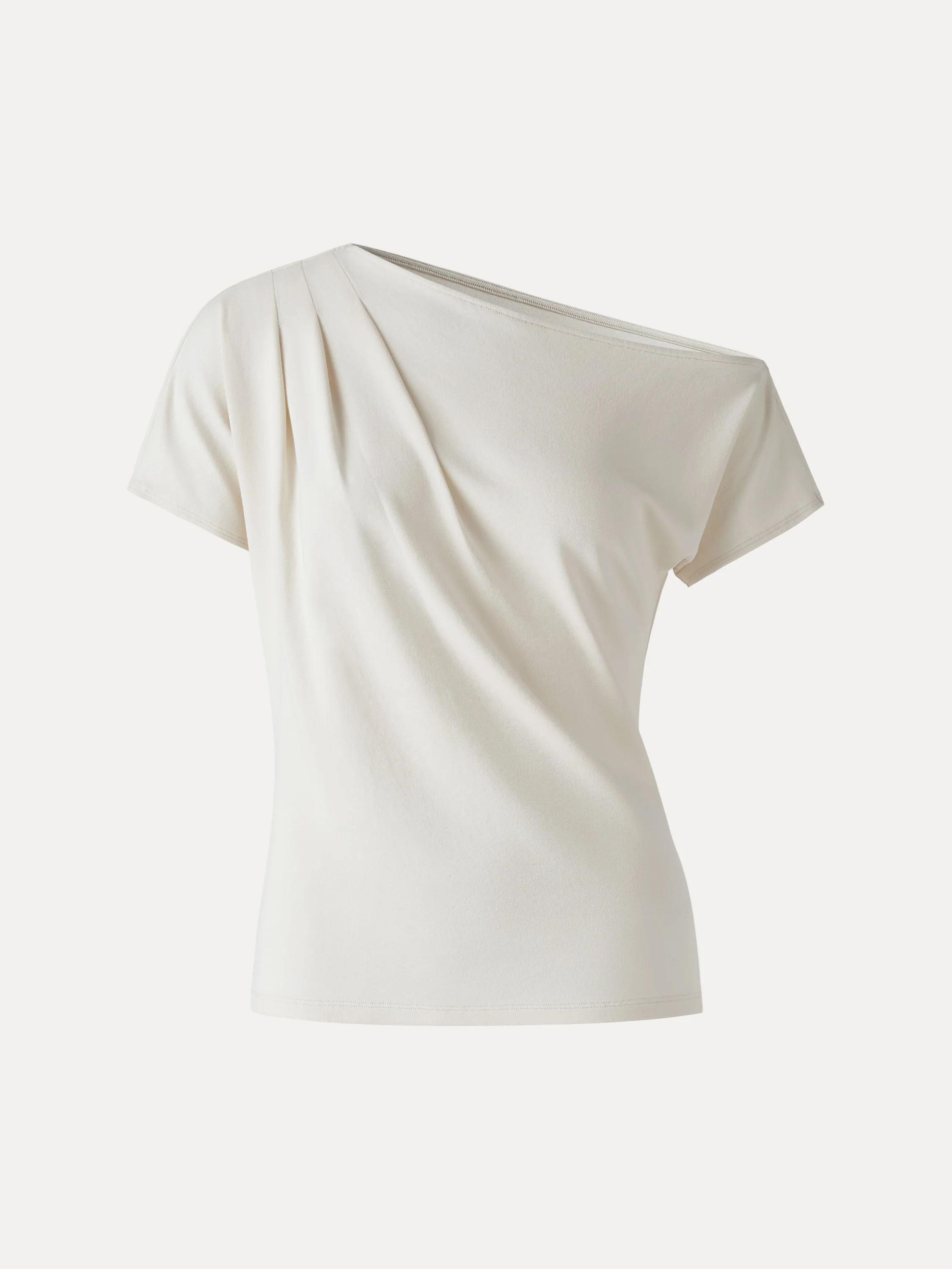 Cotton-Lyocell Effortless Asymmetrical Tucked Tee - Image 6