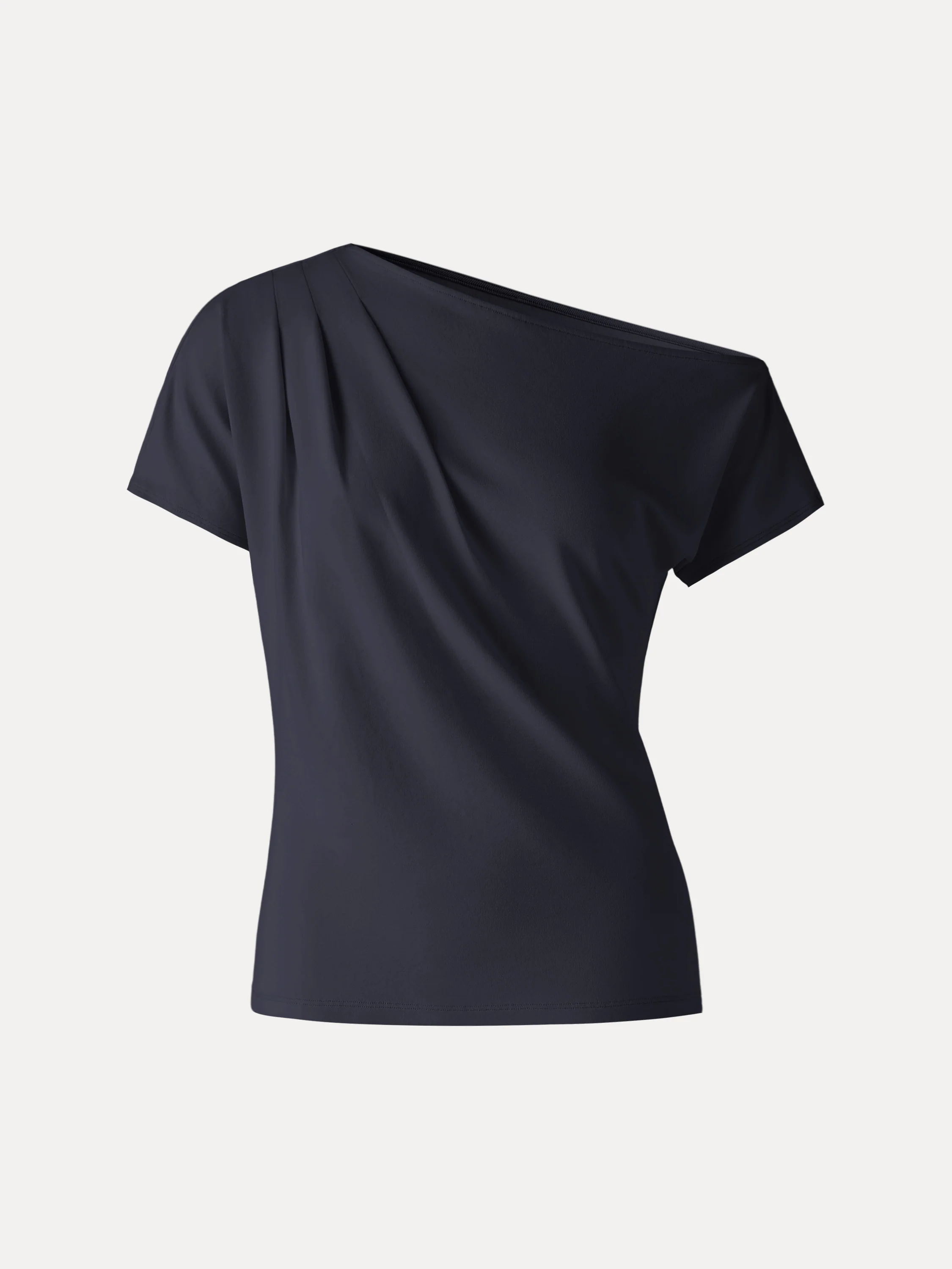 Cotton-Lyocell Effortless Asymmetrical Tucked Tee - Image 7