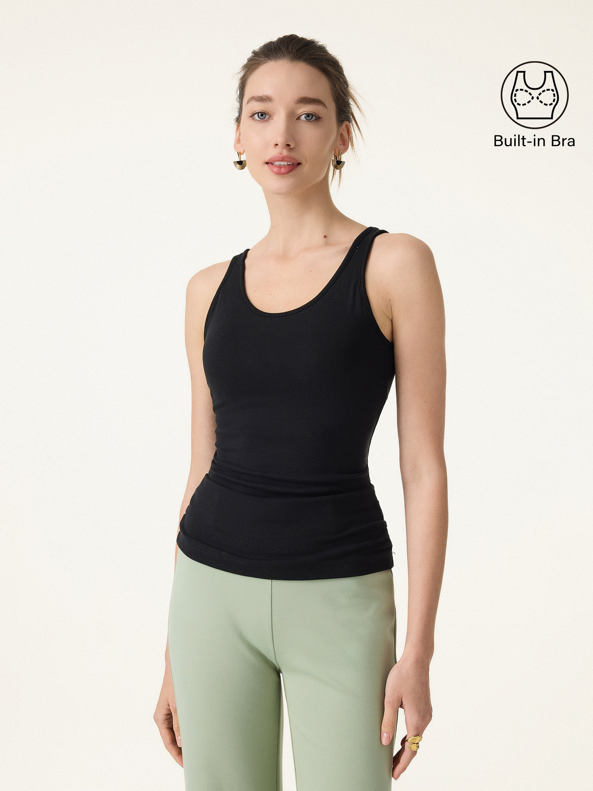 Cotton Lyocell U-Neck Bra Tank - Image 8