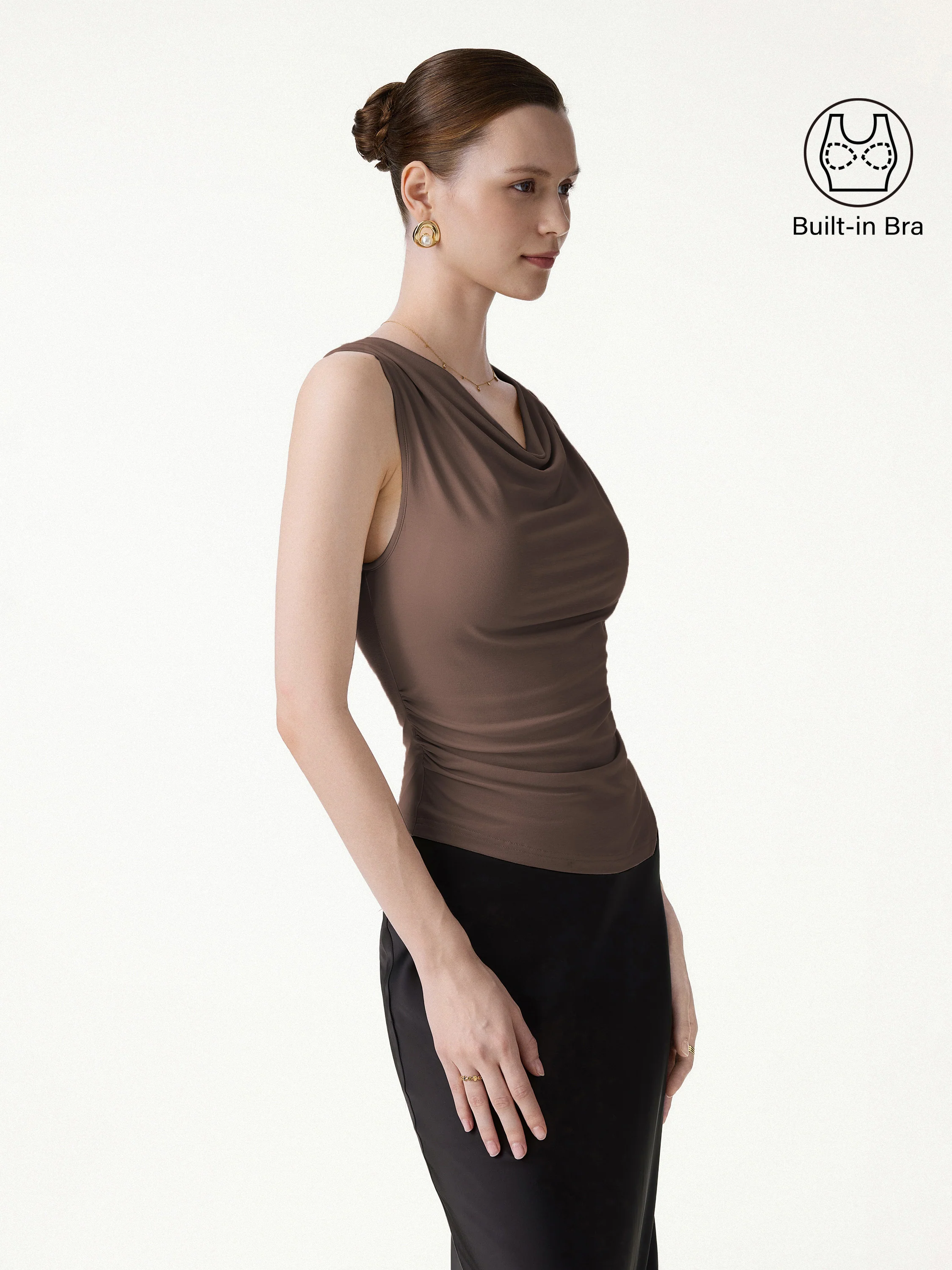 Cowl Neck Asymmetrical Sleeveless Bra Top - Image 11