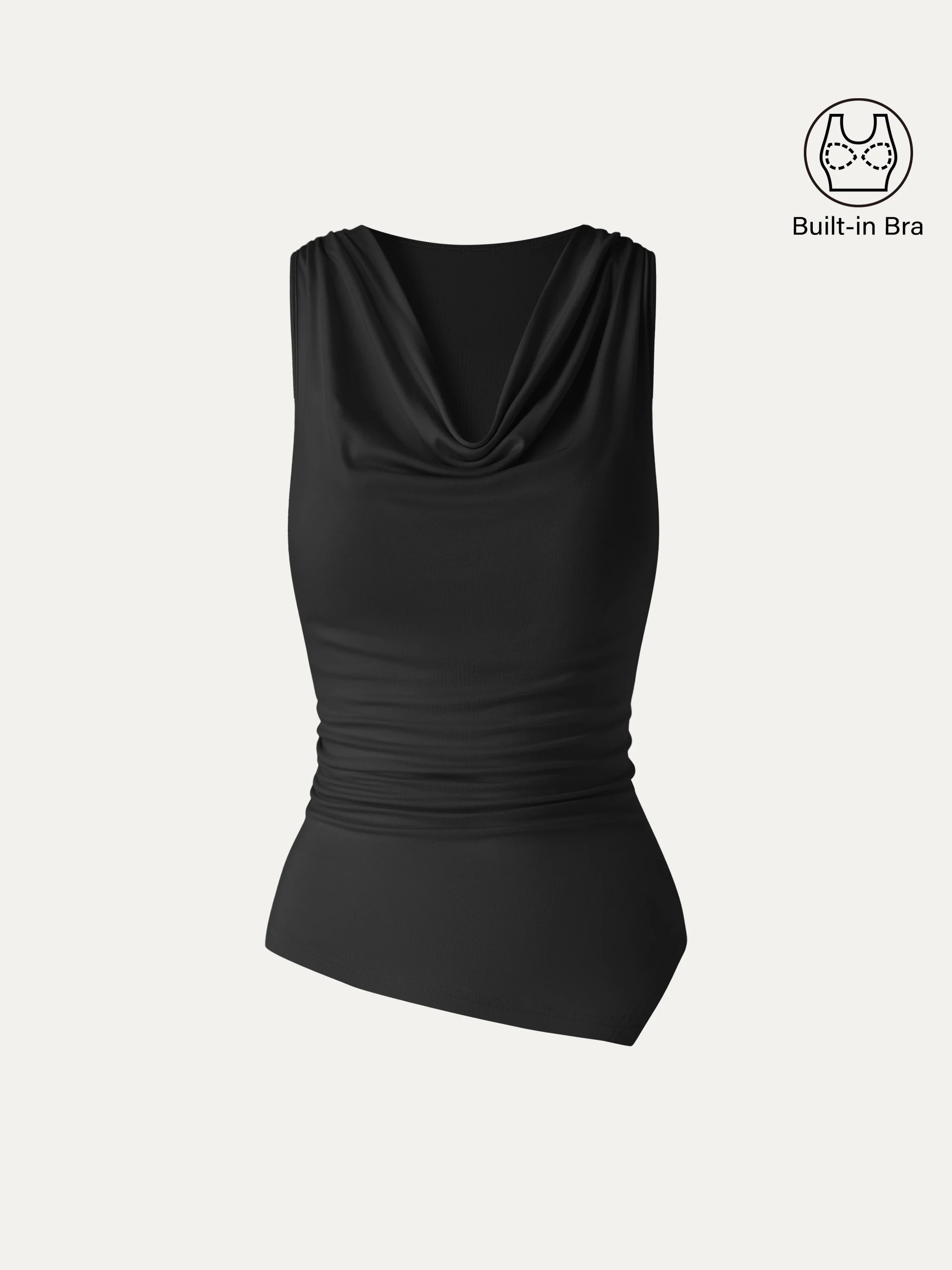 Cowl Neck Asymmetrical Sleeveless Bra Top - Image 12