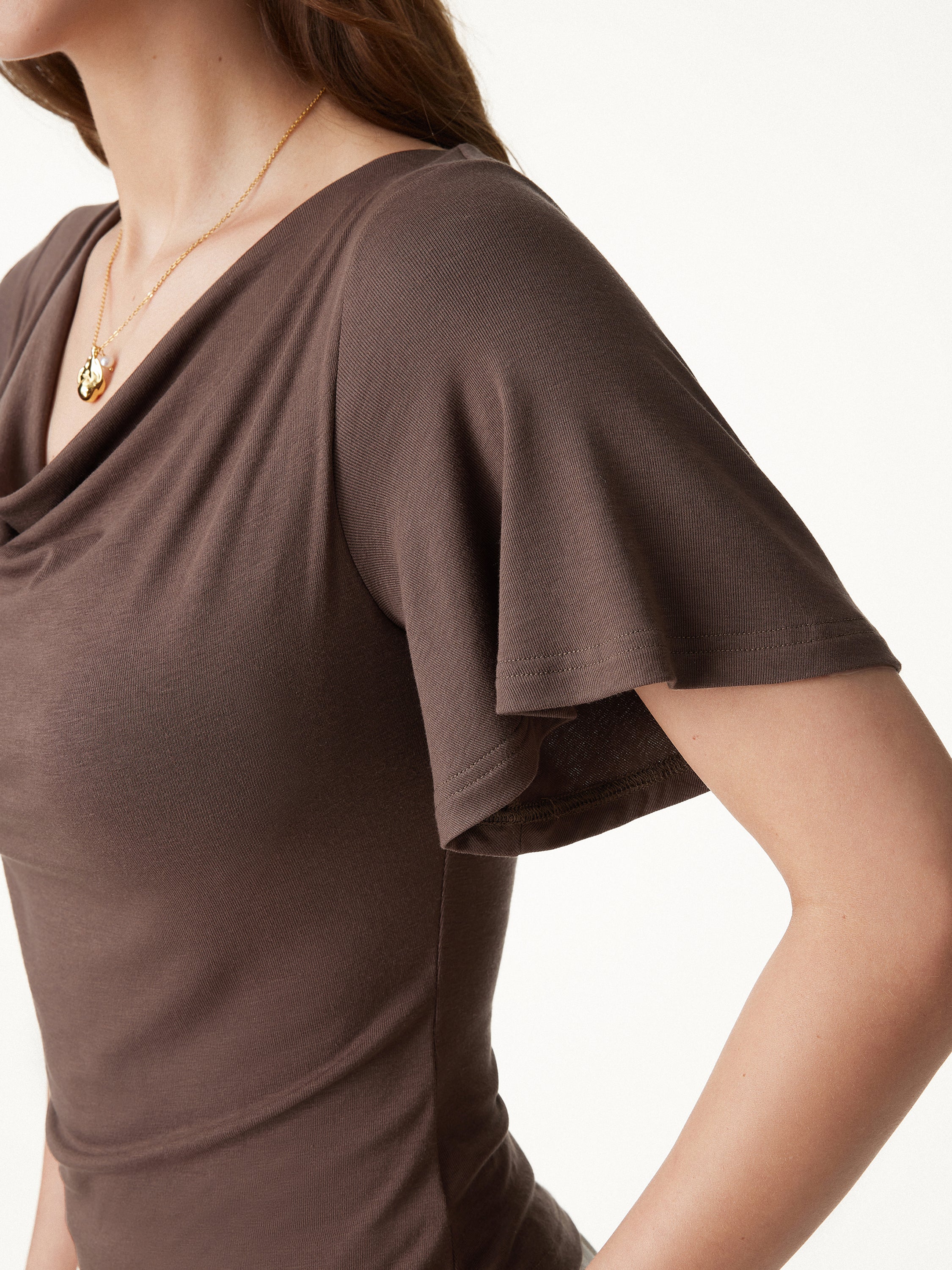 CoolTouch Cowl Neck Flutter Sleeve Bra Top - Image 5