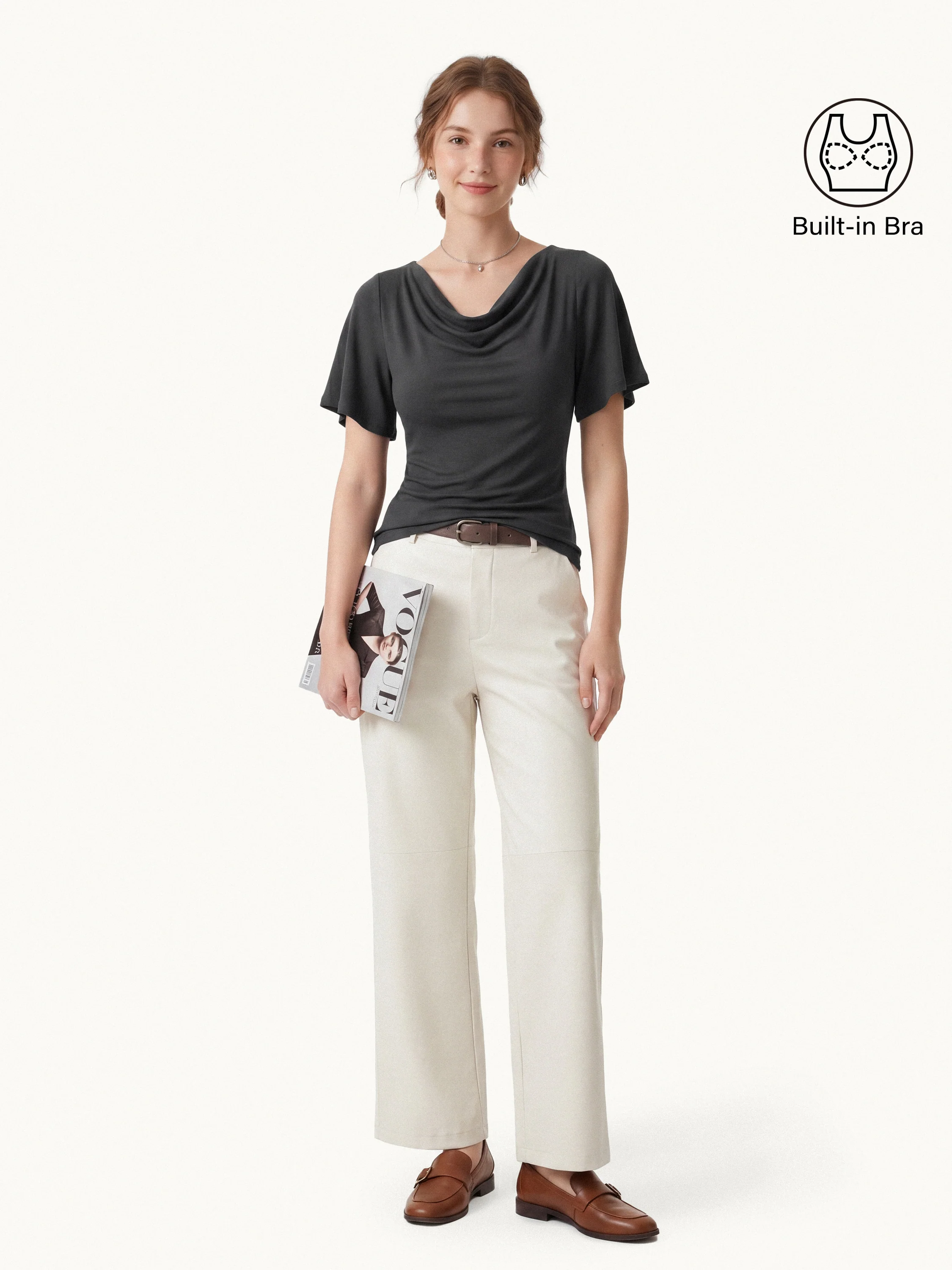 Cowl Neck Flutter Sleeve Bra Top - Image 9