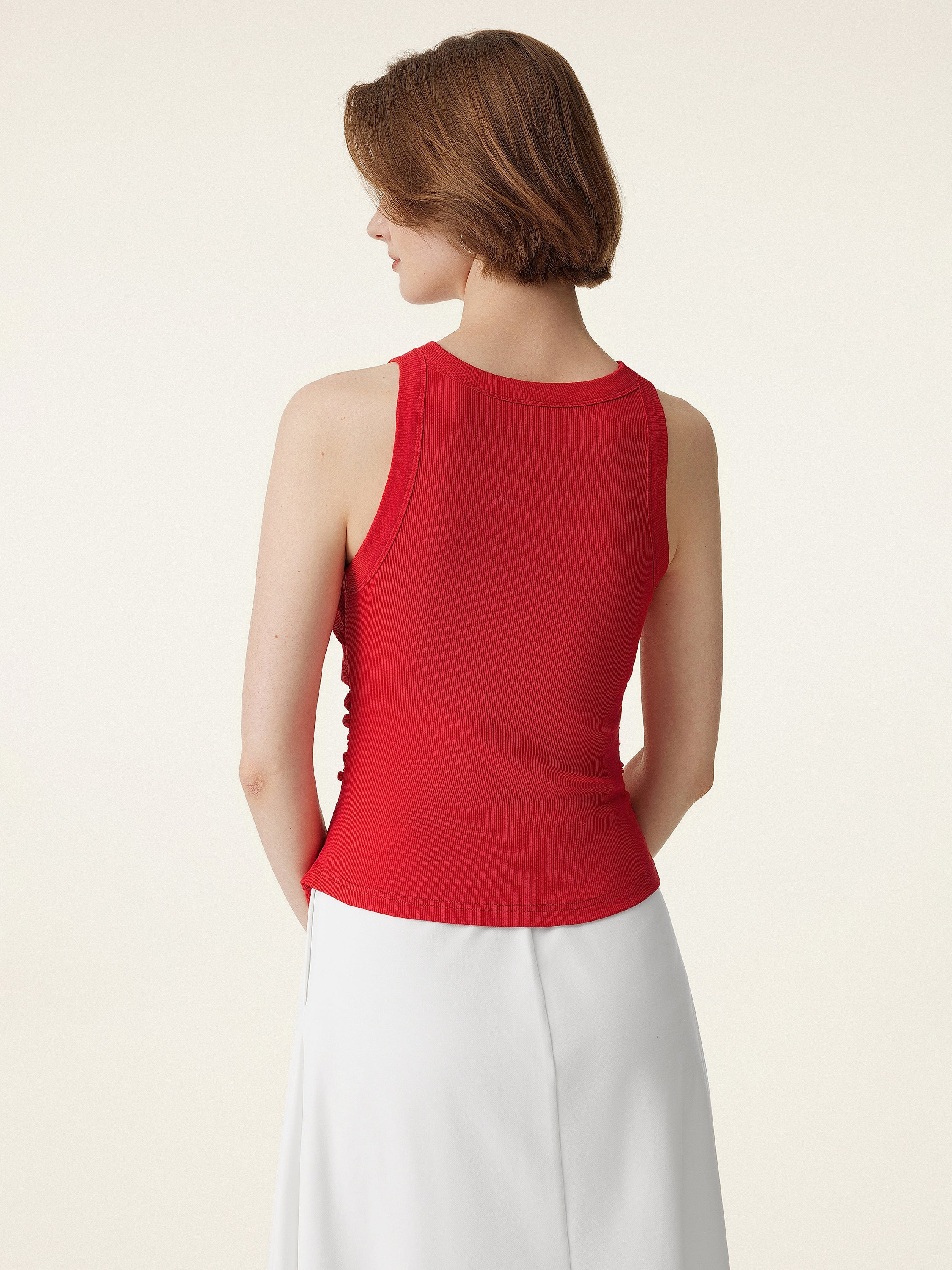 Crewneck Side Ruched Bra Tank - Image 4