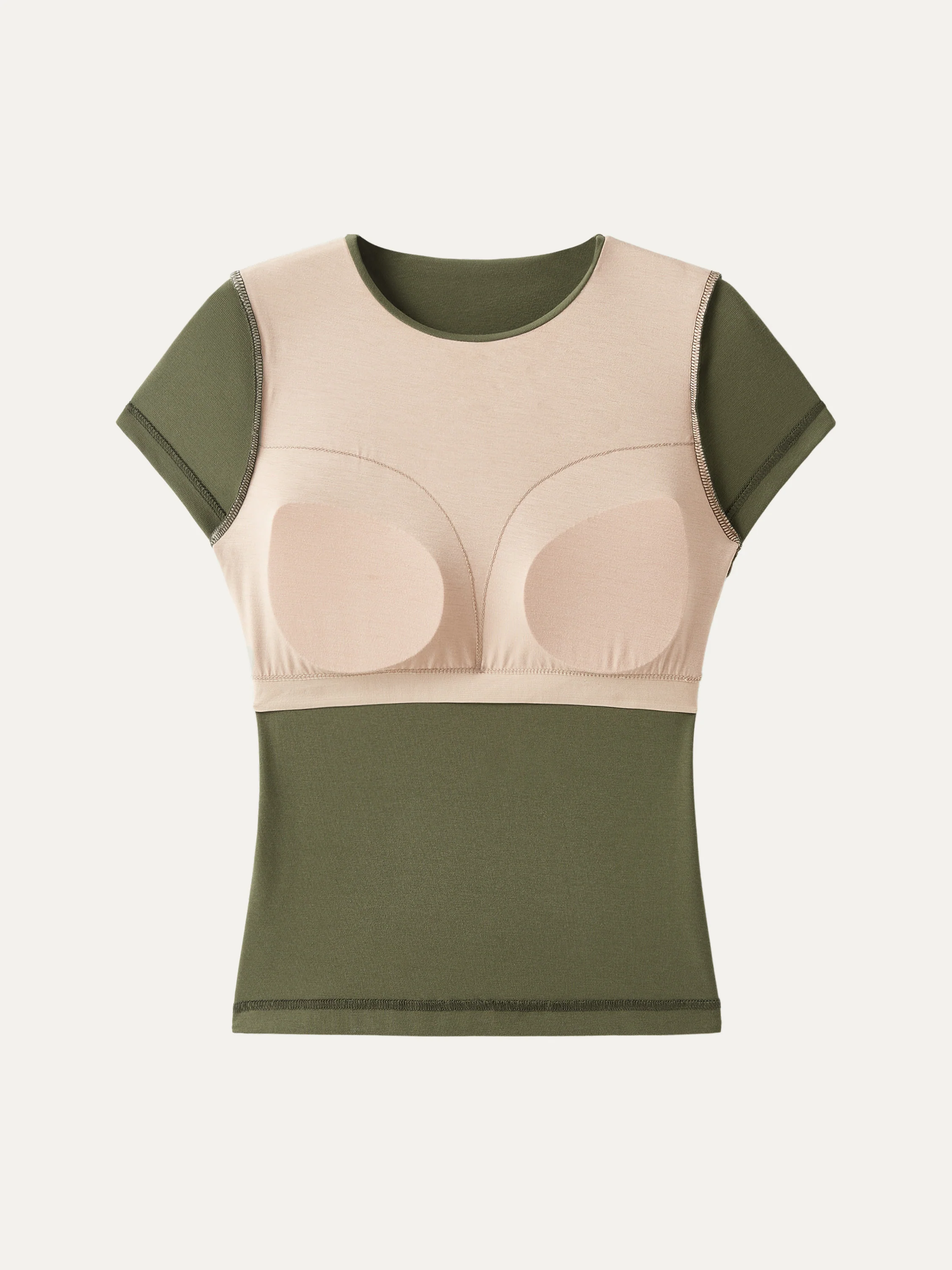 Crewneck Slimming Short Sleeve New Airy Bra Top - Image 5