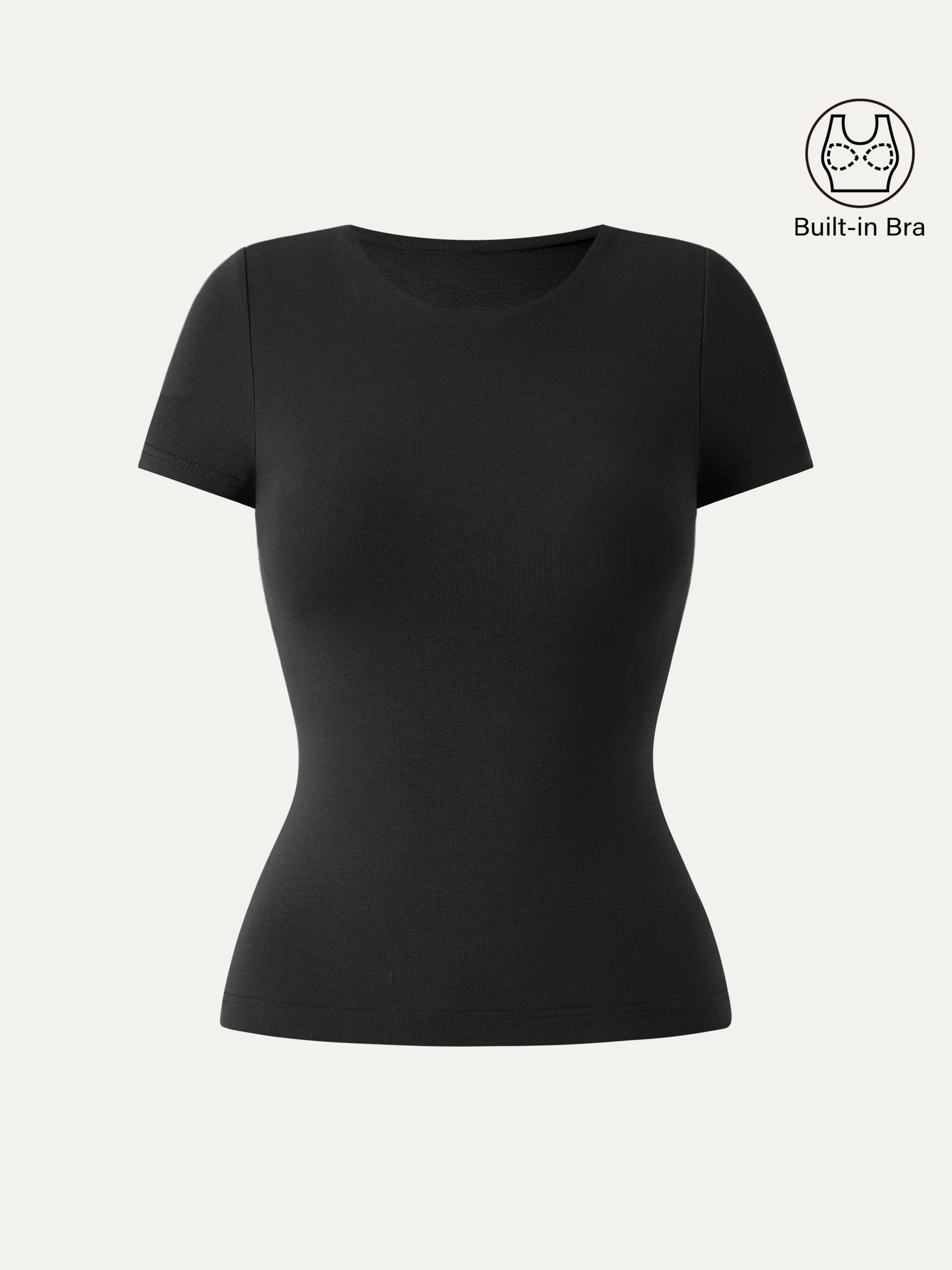 Crewneck Slimming Short Sleeve New Airy Bra Top - Image 7
