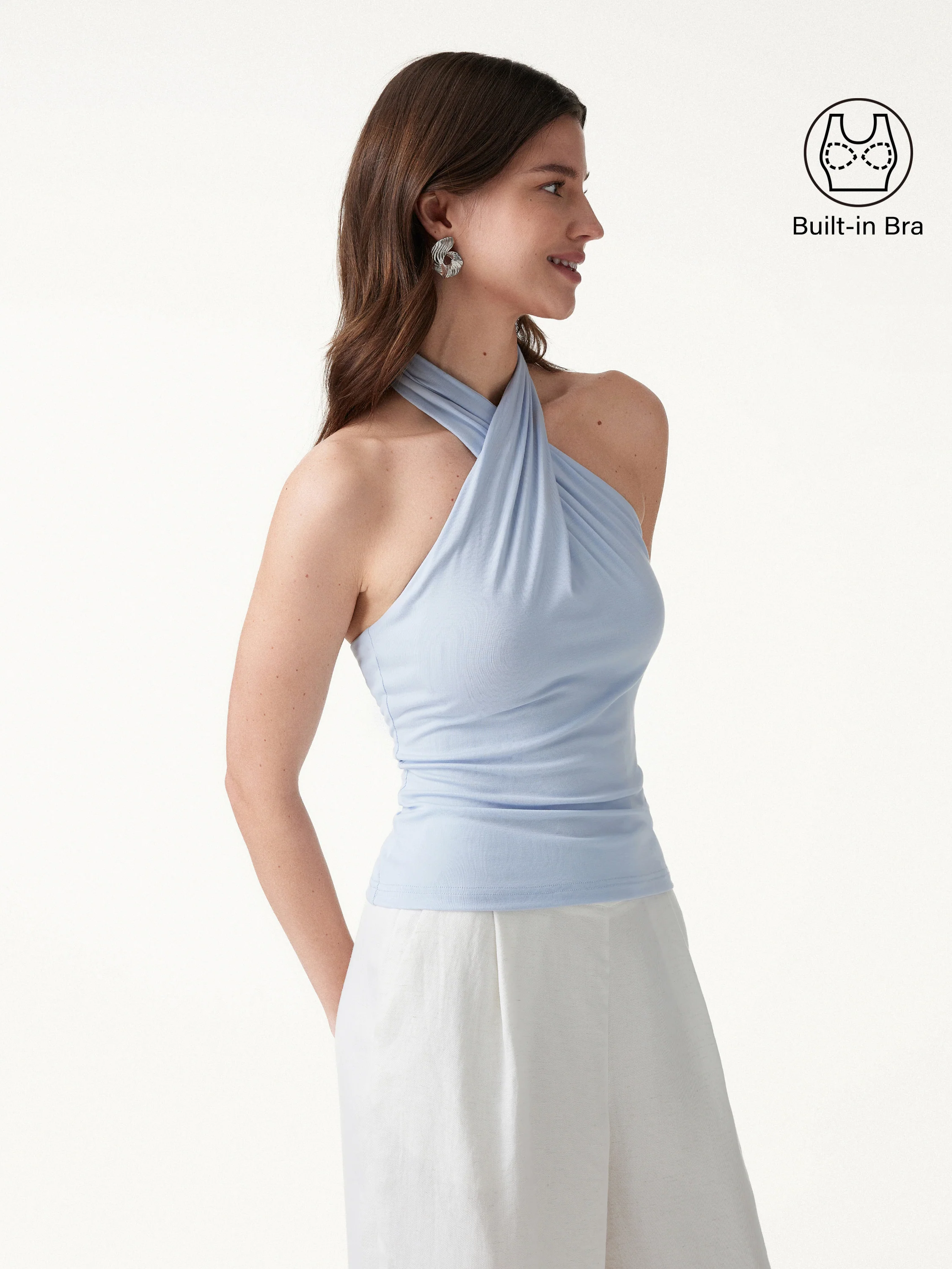 Criss Cross Halter Neck Going-Out Bra Top