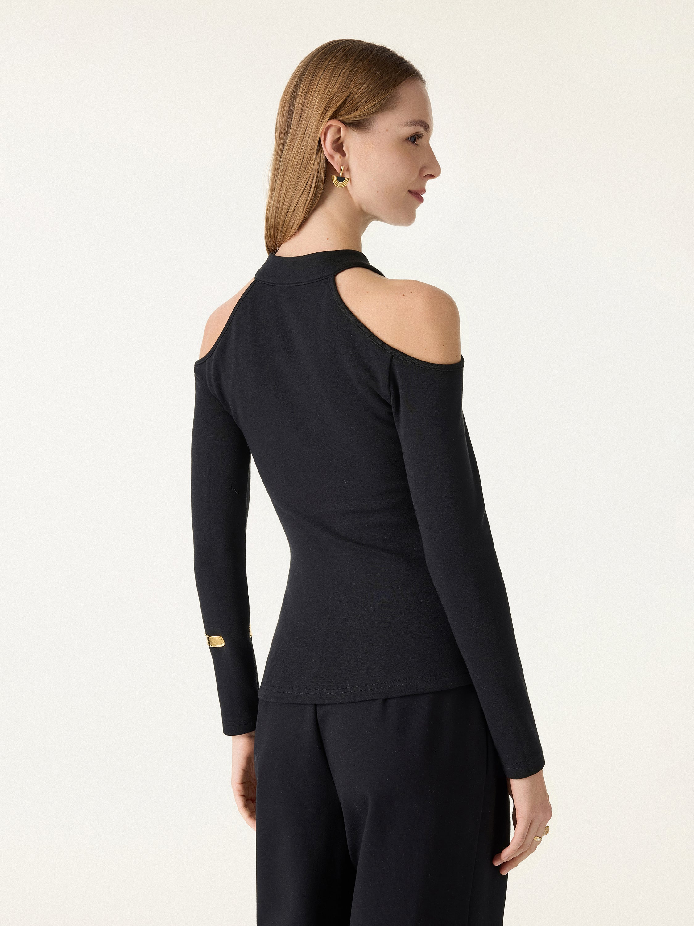 Cutout Shoulder Mandarin Collar Going-out Bra Top Limited Edition - Image 4