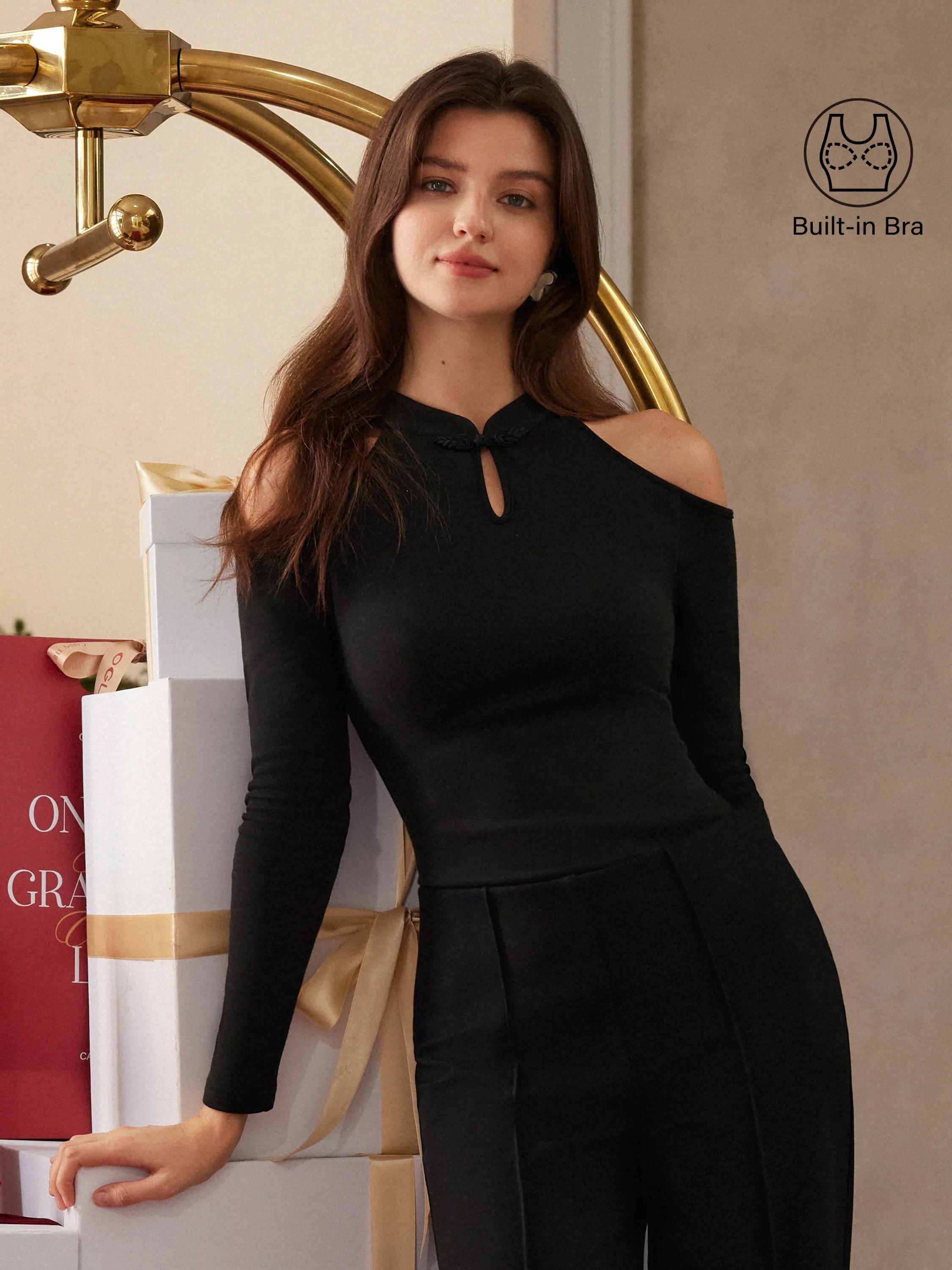 Cutout Shoulder Mandarin Collar Going-out Bra Top Limited Edition - Image 8