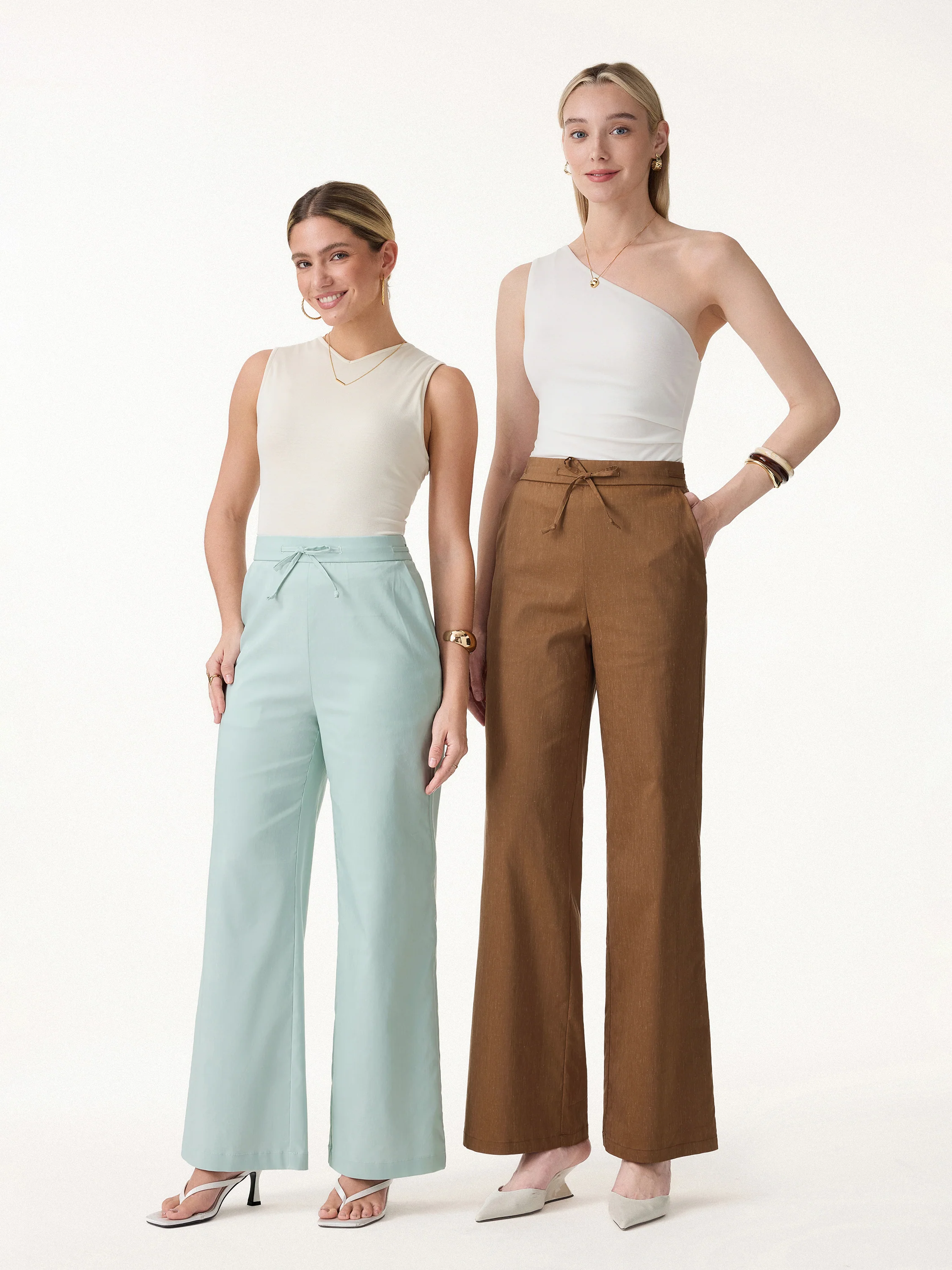 Drawstring Wide Leg Pant with Pockets - Image 2