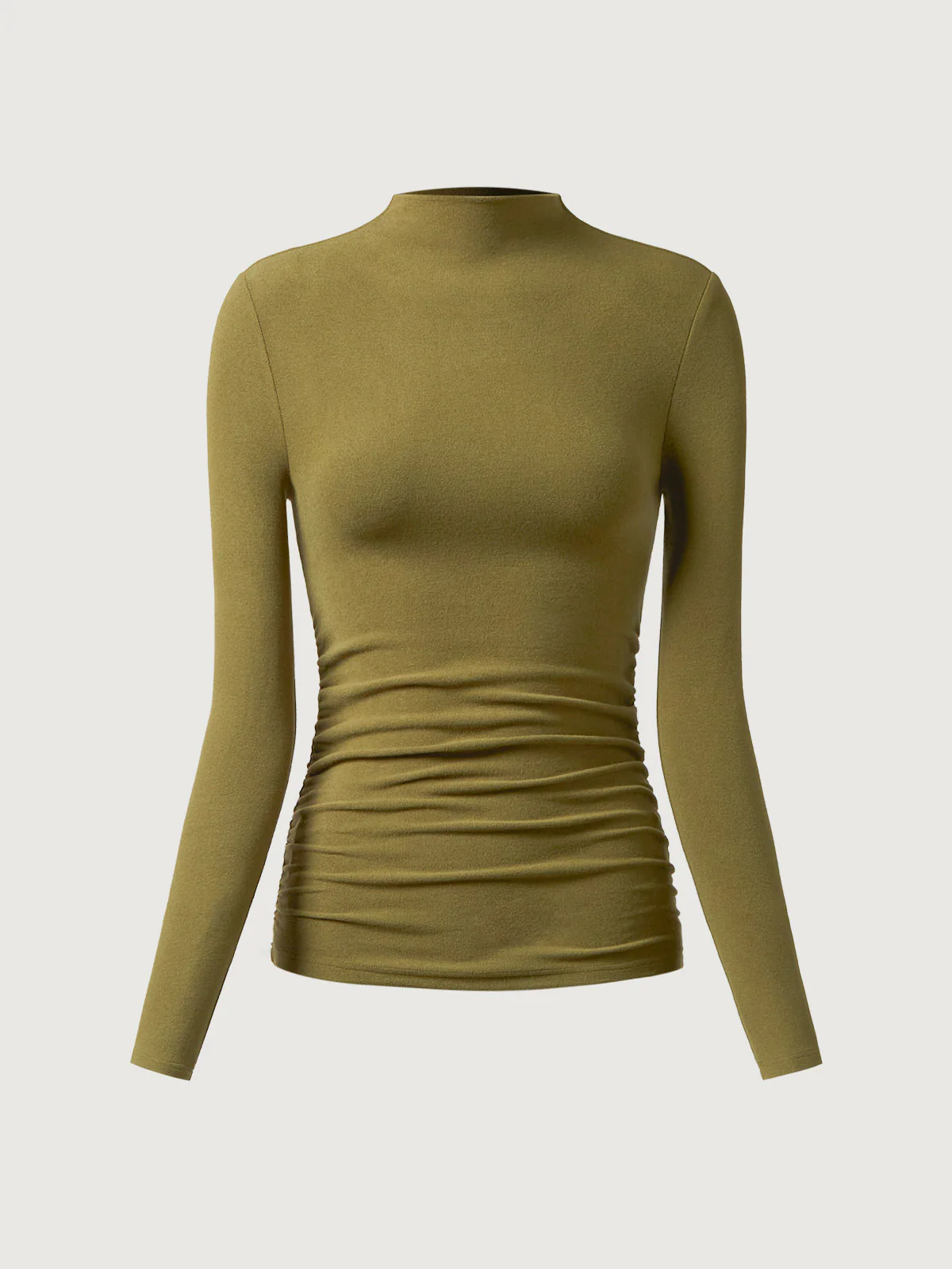 Thermal Ruched Sides Tuckable Mockneck Top - Image 12