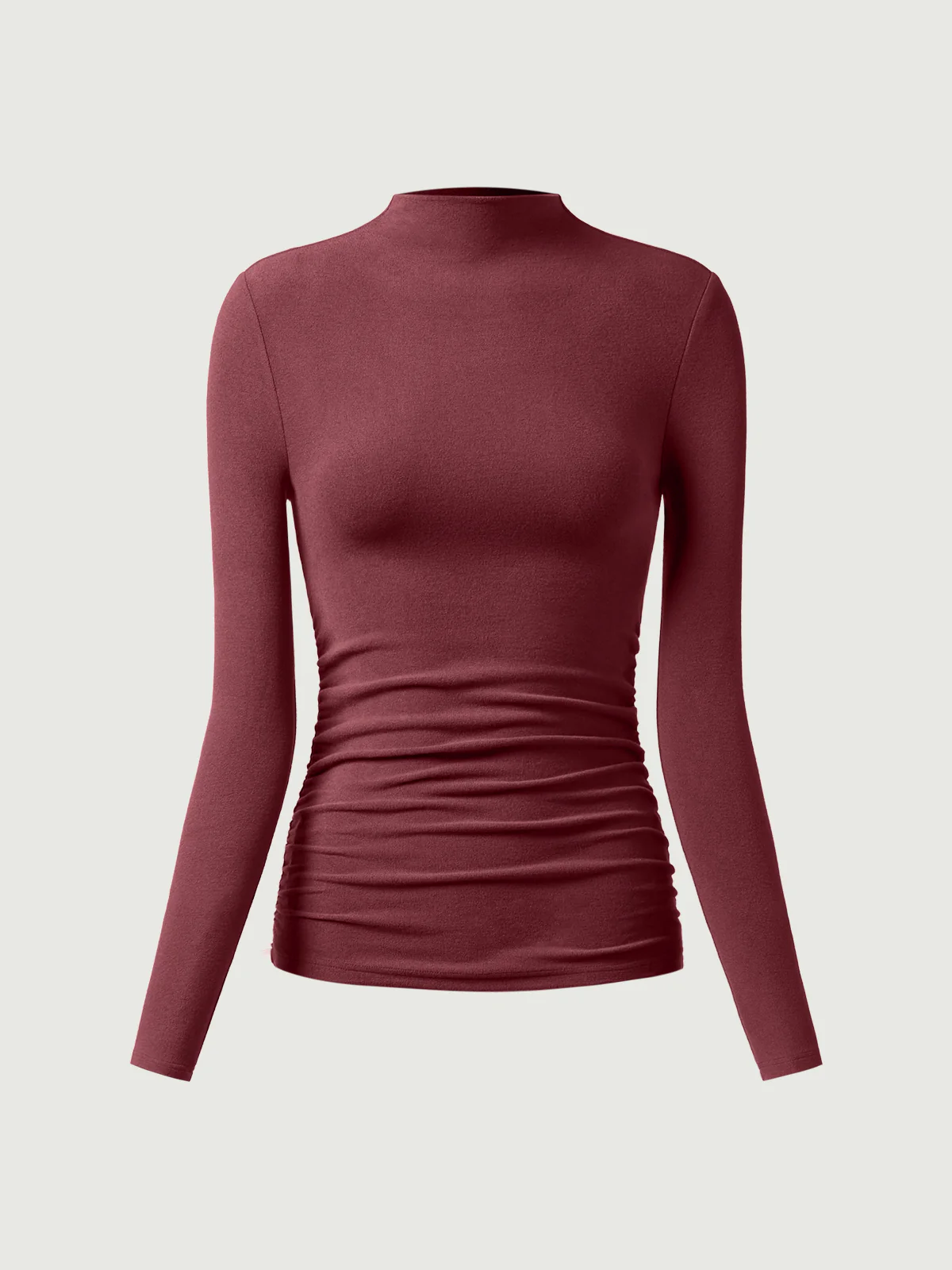 Thermal Ruched Sides Tuckable Mockneck Top - Image 13