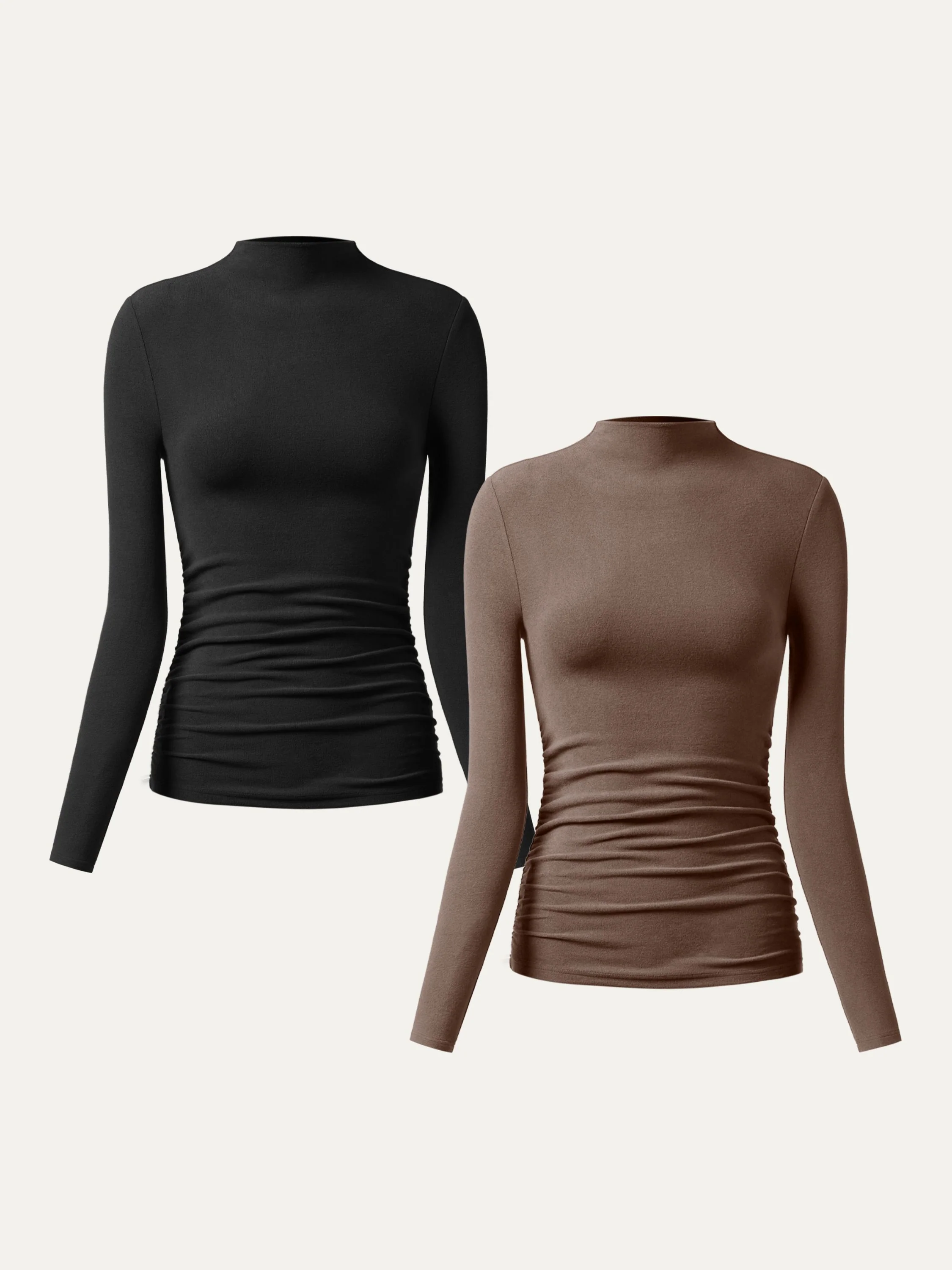 Thermal Ruched Sides Tuckable Mockneck Top - Image 17