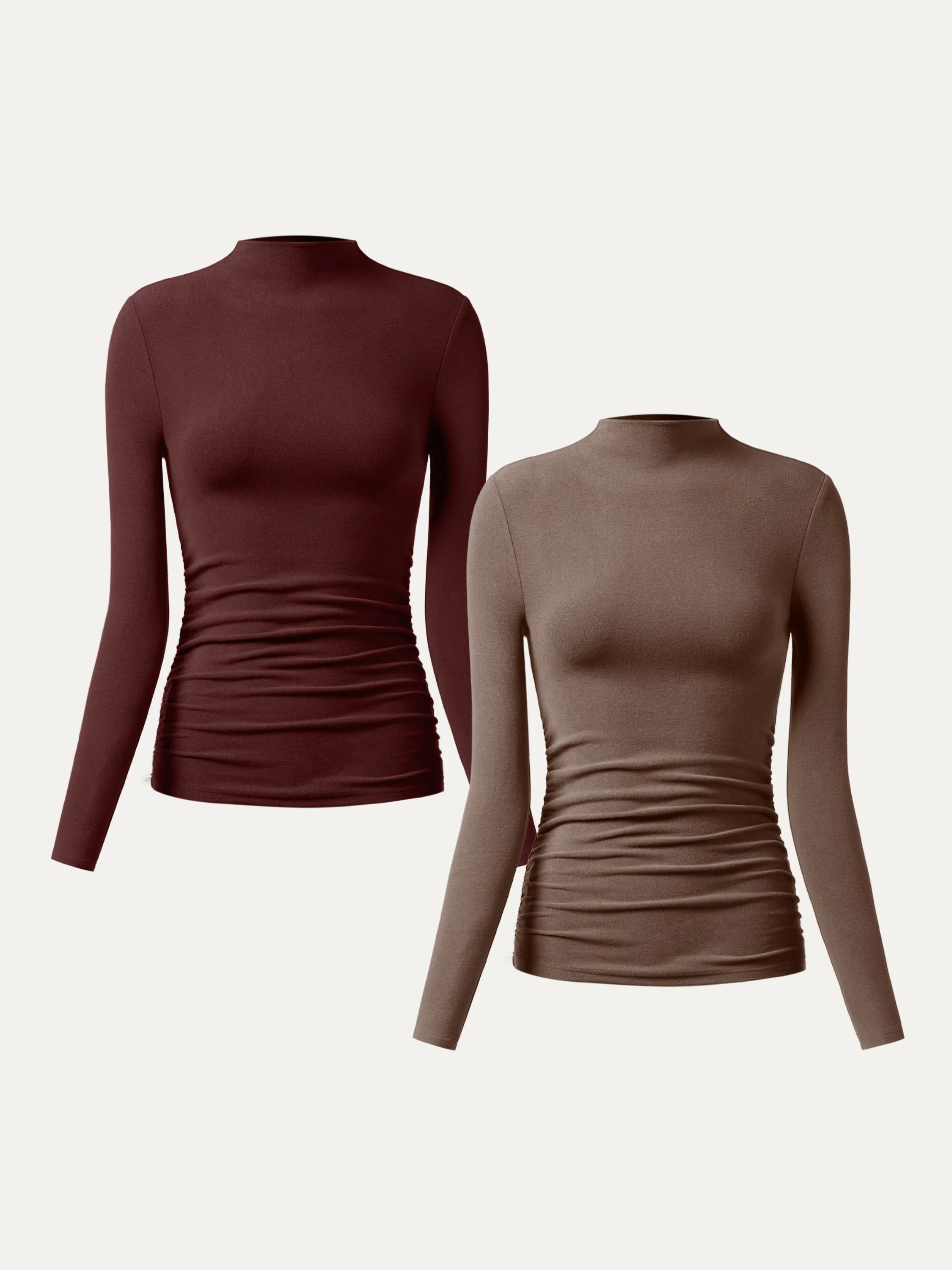 Thermal Ruched Sides Tuckable Mockneck Top - Image 19