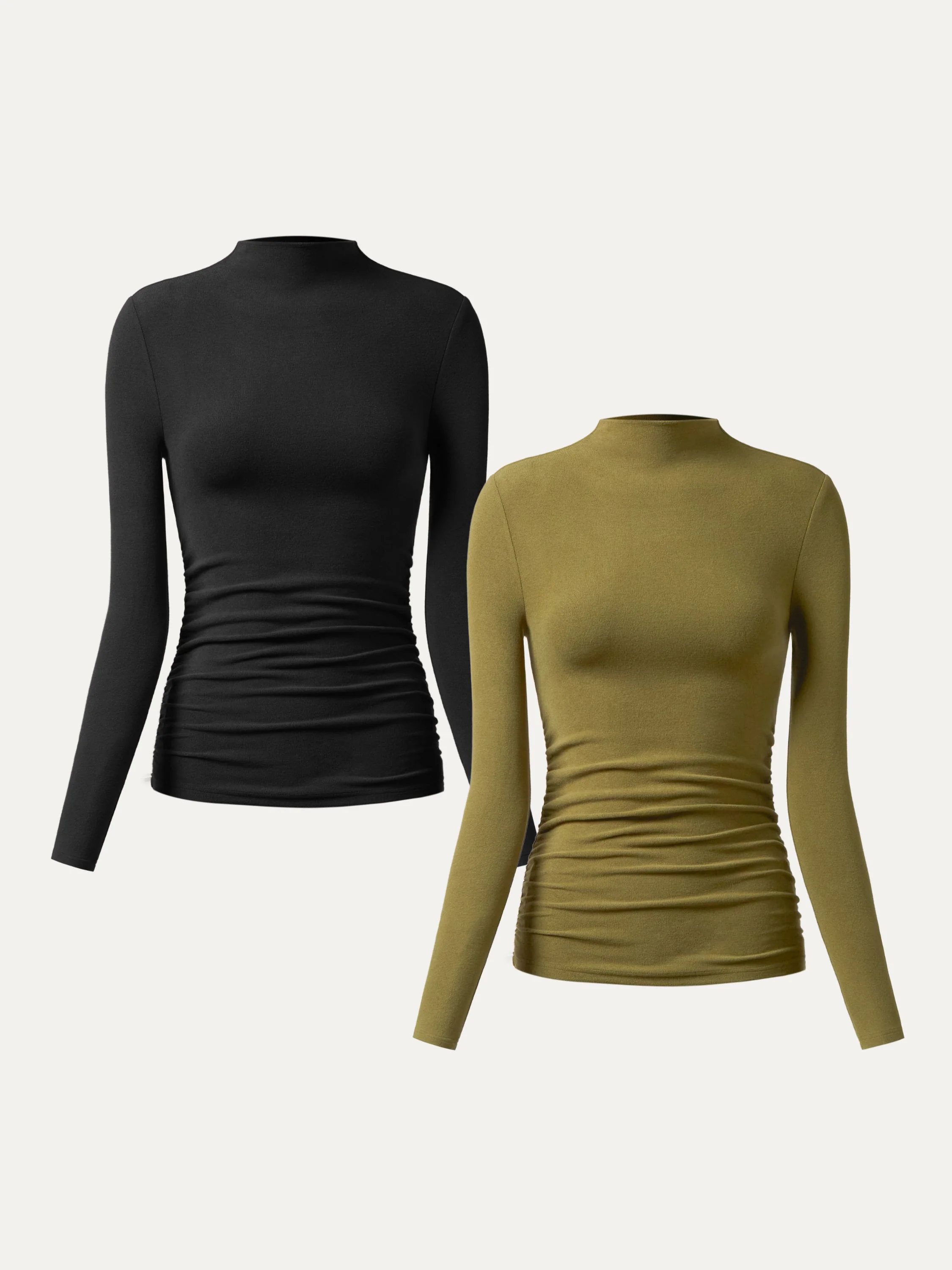Thermal Ruched Sides Tuckable Mockneck Top - Image 21