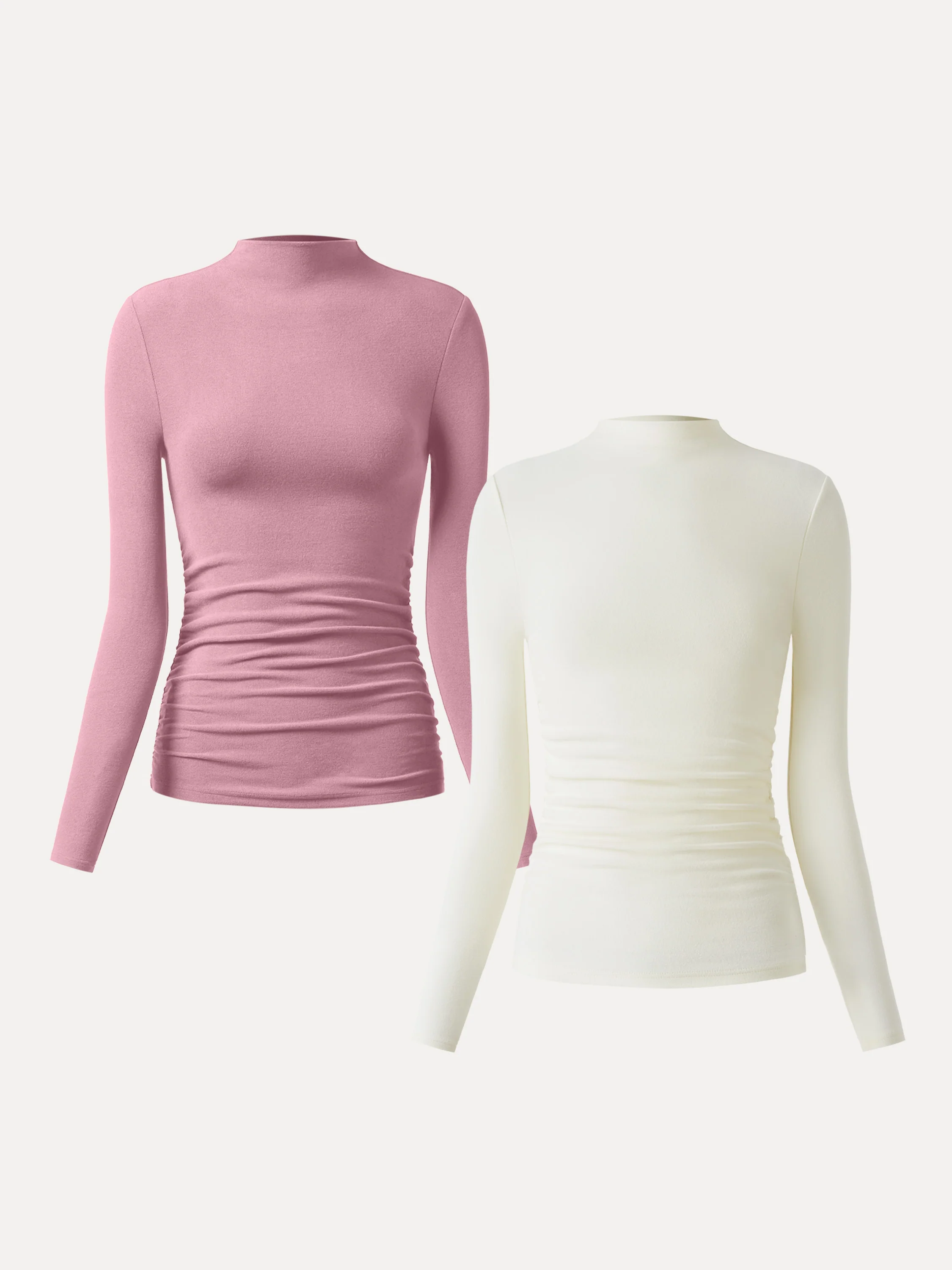 Thermal Ruched Sides Tuckable Mockneck Top - Image 27