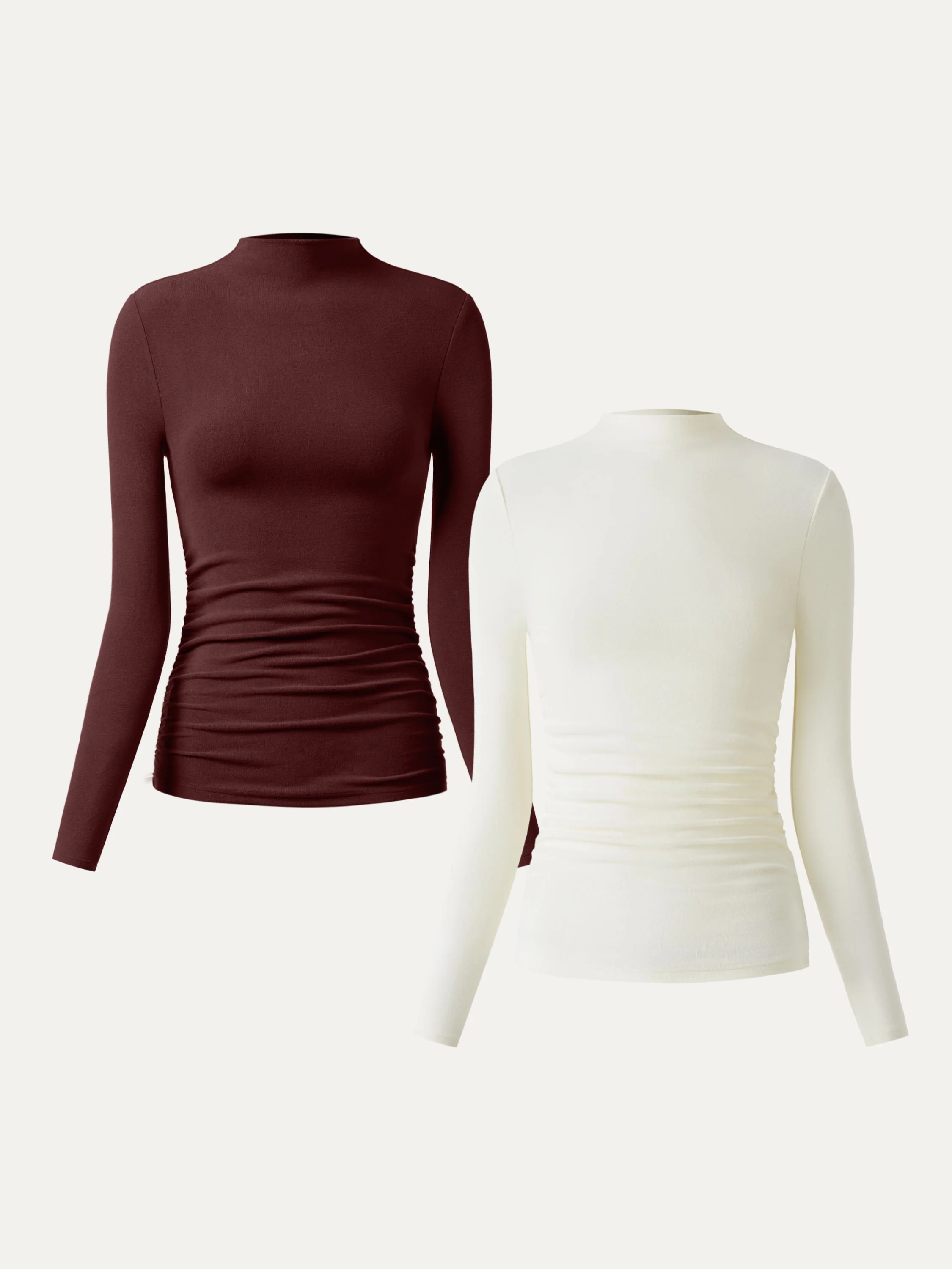 Thermal Ruched Sides Tuckable Mockneck Top - Image 29