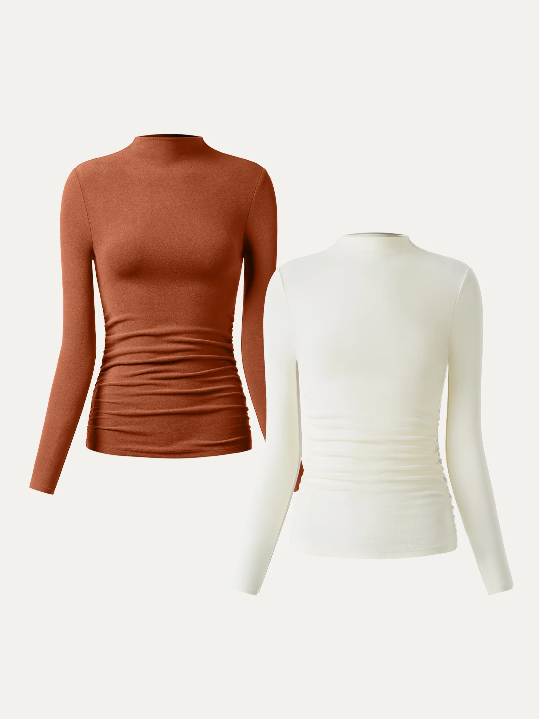 Thermal Ruched Sides Tuckable Mockneck Top - Image 33