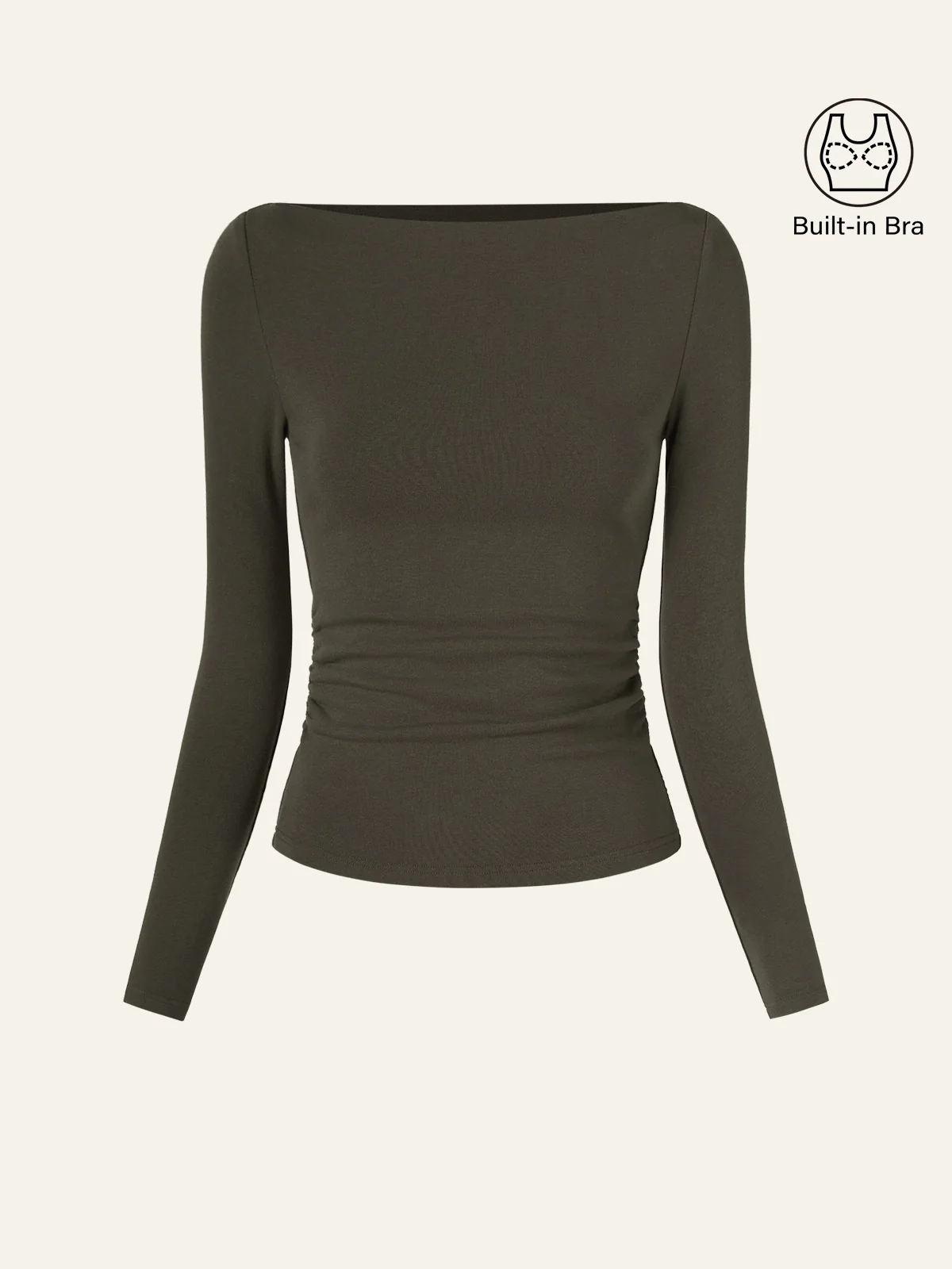 Modern Side Ruched Boatneck Bra Top - Image 15