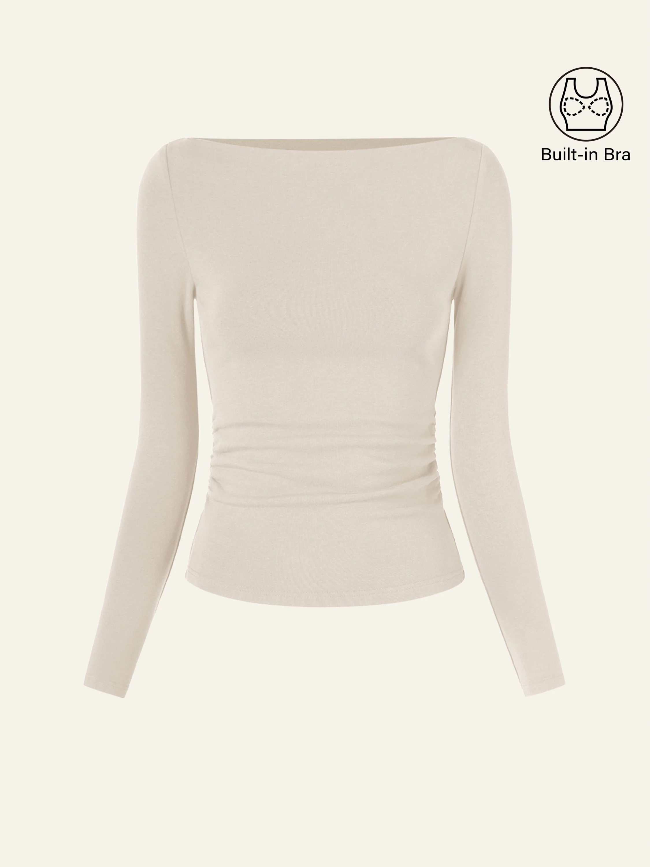 Modern Side Ruched Boatneck Bra Top - Image 8