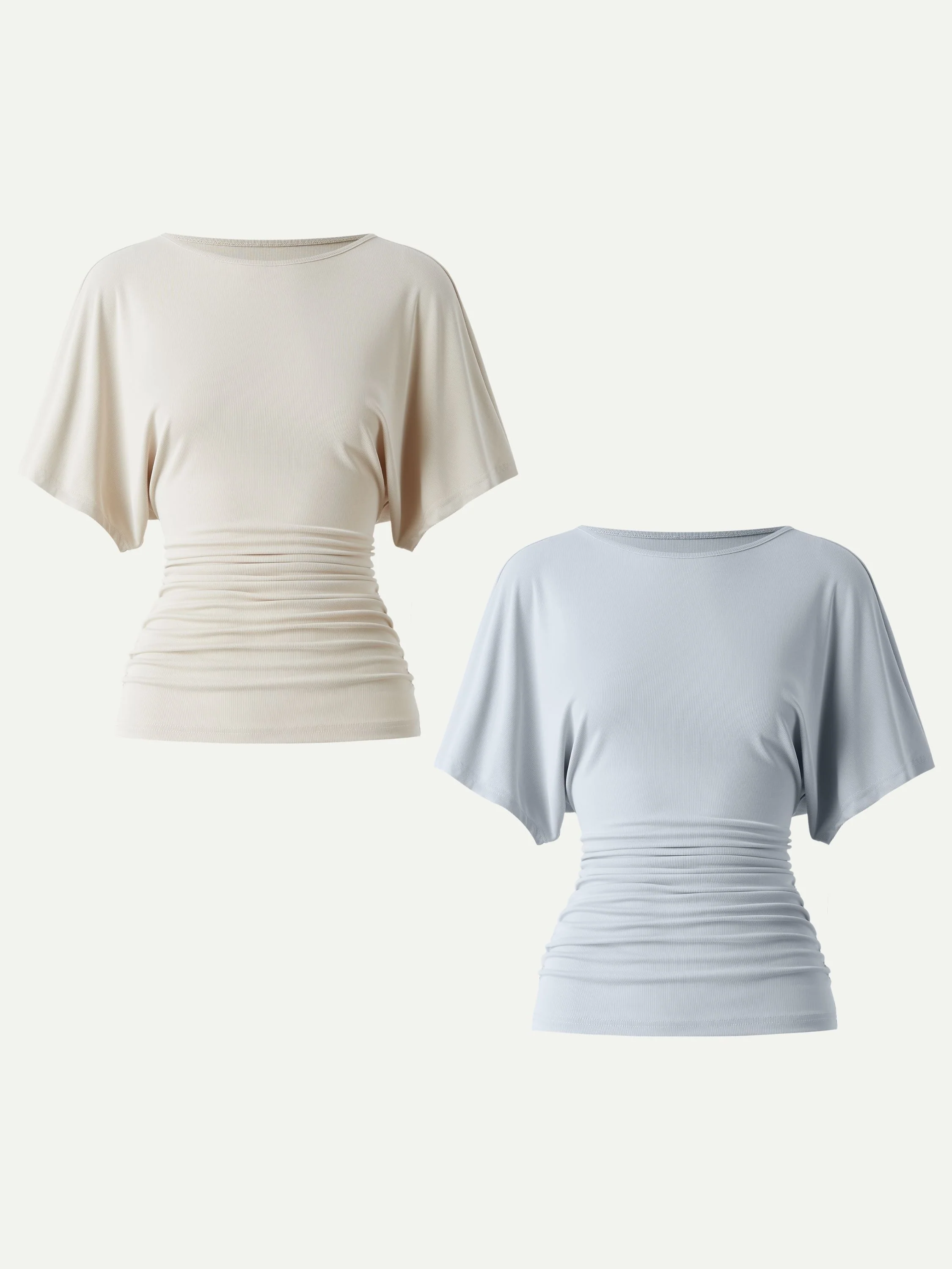 Effortless Boatneck Batwing Sleeve Side Ruched Top - Image 18