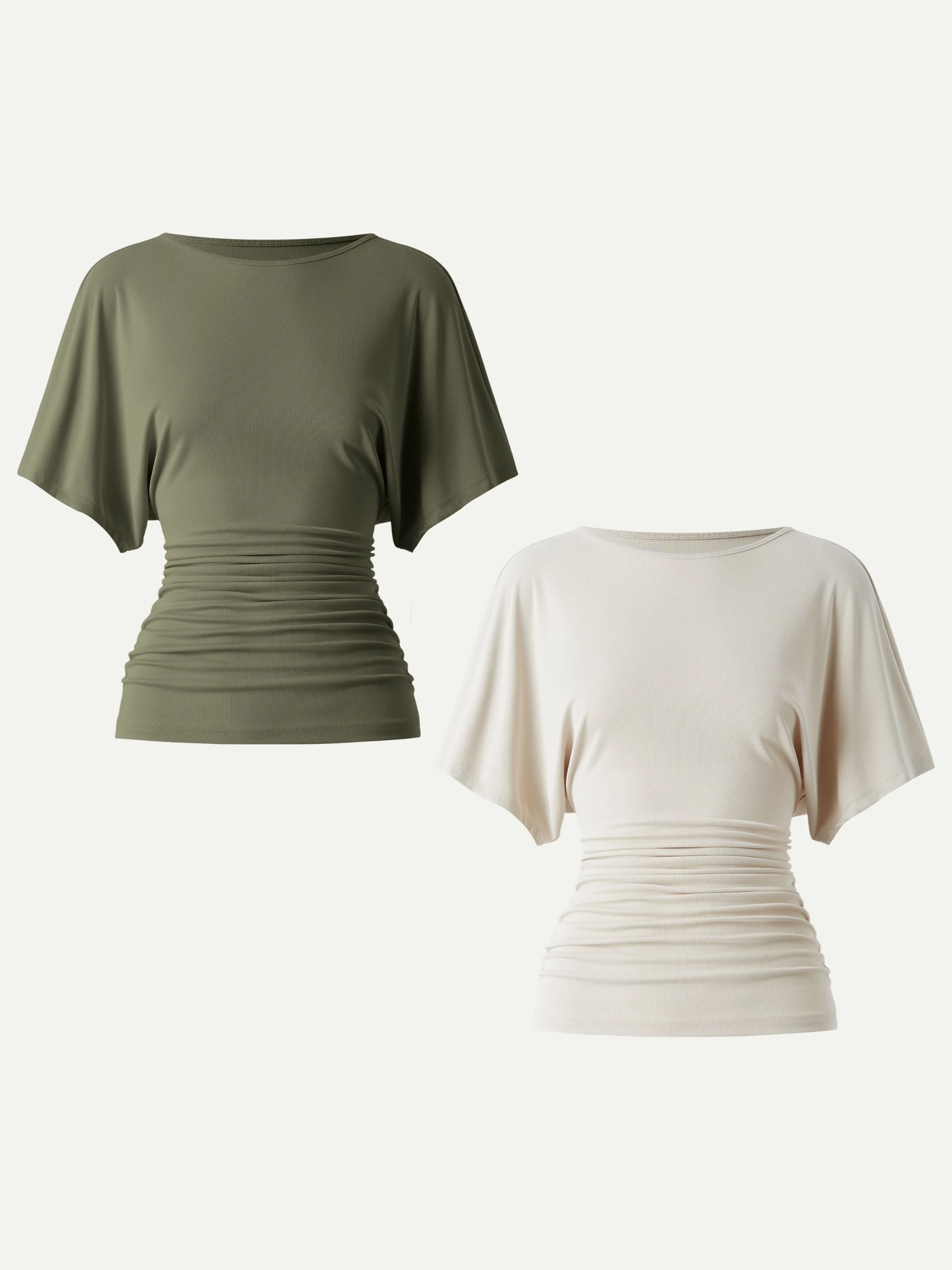 Effortless Boatneck Batwing Sleeve Side Ruched Top - Image 20